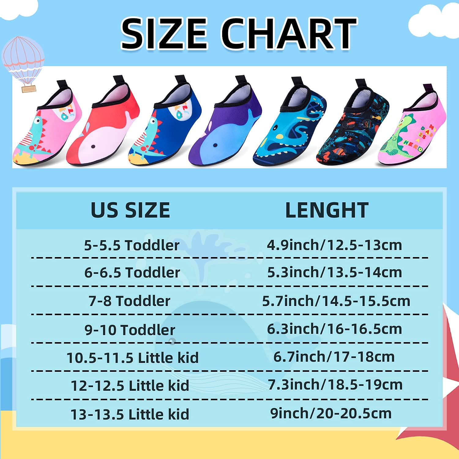 **Non-Slip Quick-Dry Kids Swim Water Shoes for Boys & Girls - Barefoot Aqua Socks for Beach, Pool & Outdoor Sports - Toddler Water Shoes for Swimming, Surfing & Play**