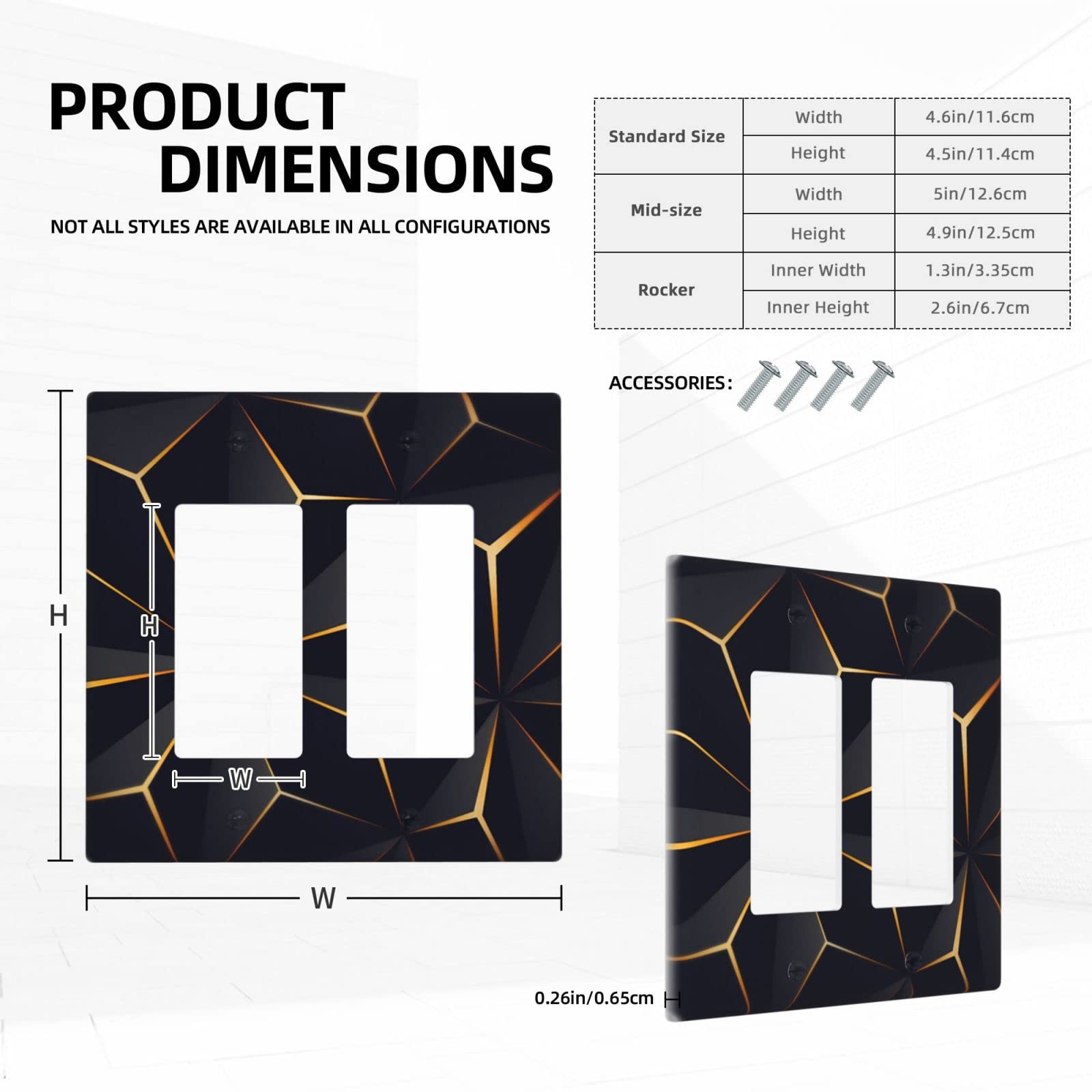 Modern Abstract Diamond Pattern Light Switch Cover - Double Rocker Wall Plate Decor for Bedroom, Kitchen & Bathroom - 2 Gang Switch Plate Cover (4.50