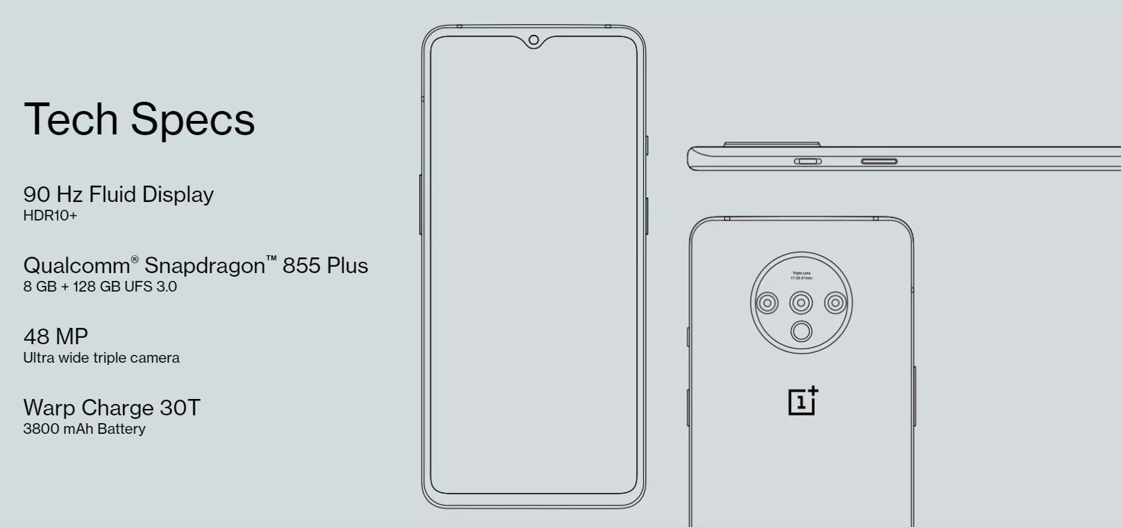 OnePlus 7T Smartphone (128GB, 8GB RAM) 6.55