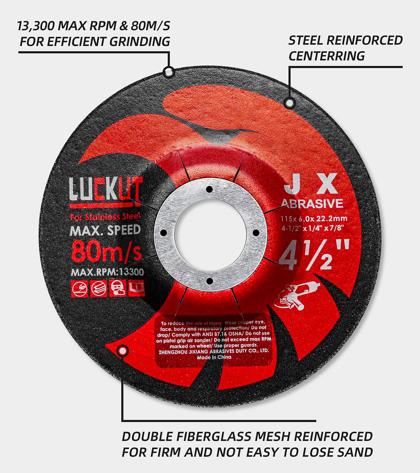 4-1/2 Inch Metal Grinding Wheels - 25 Pack Aggressive Grinding Discs for Angle Grinders (1/4