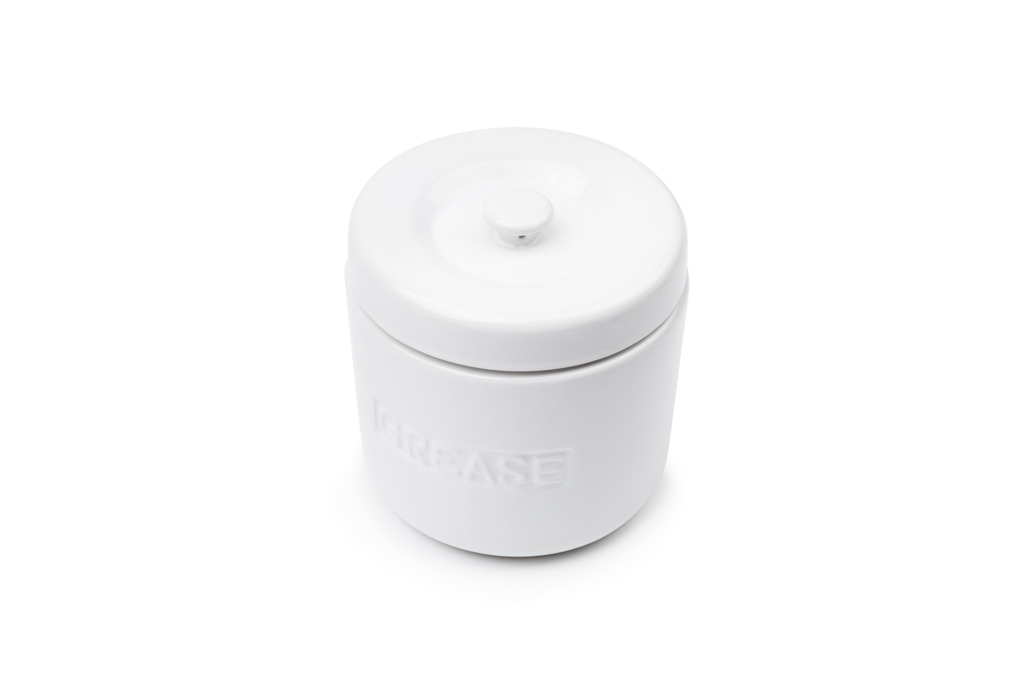 Fox Run 6238 Porcelain Grease Container - White | Durable Kitchen Grease Keeper for Cooking, Frying & Baking | Perfect for Restaurants, Home Kitchens & Outdoor BBQs
