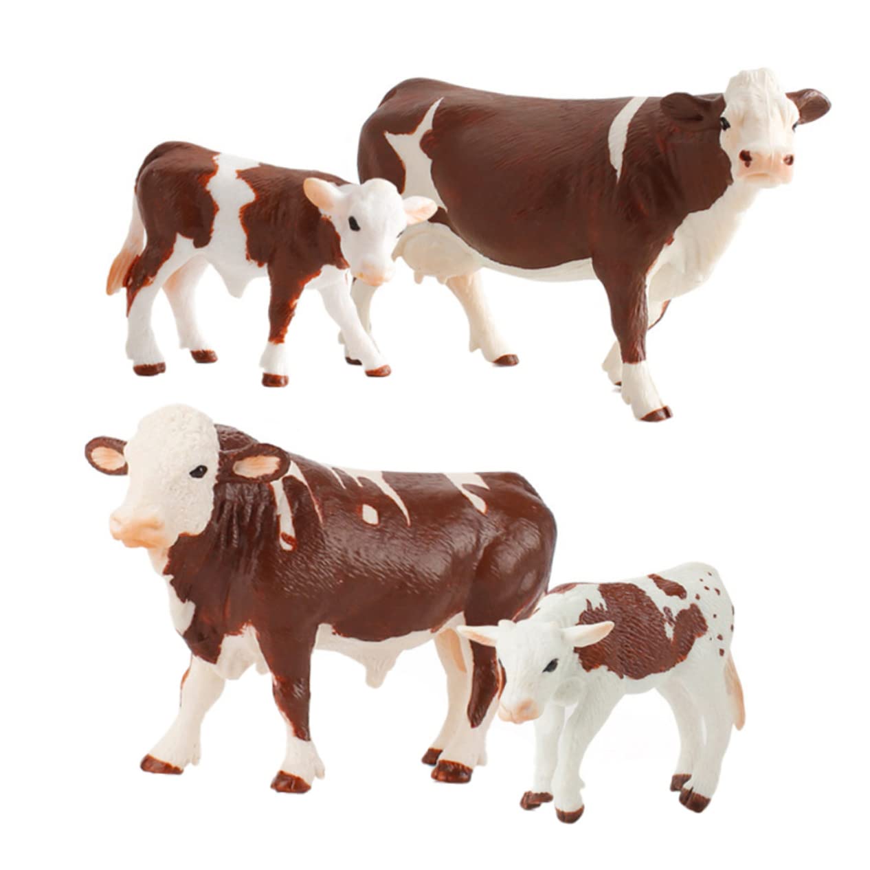 4PCS Plastic Cow Figurine Set - Farm Animal Toys for Kids, Educational Playset, Teething Toys for Babies, White PVC Cow Statues for Farm Theme Decor & Child Brain Development | Perfect for Farm Playsets, Baby Teething Relief, and Educational Learning Activities