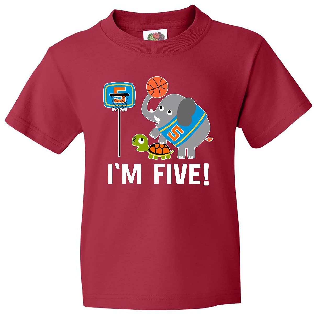 Inktastic Basketball 5th Birthday T-Shirt for 5 Year Old Boys - Fun Youth Basketball Party Outfit for Birthday Celebrations & Sports Events