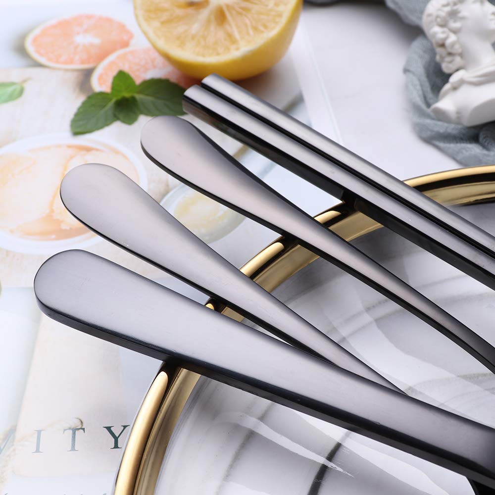Portable Stainless Steel Flatware Set - 4-Piece Travel & Camping Cutlery Utensils with Waterproof Case | Durable Silverware for Outdoor Picnics, Hiking, Backpacking & RV Trips (Black)