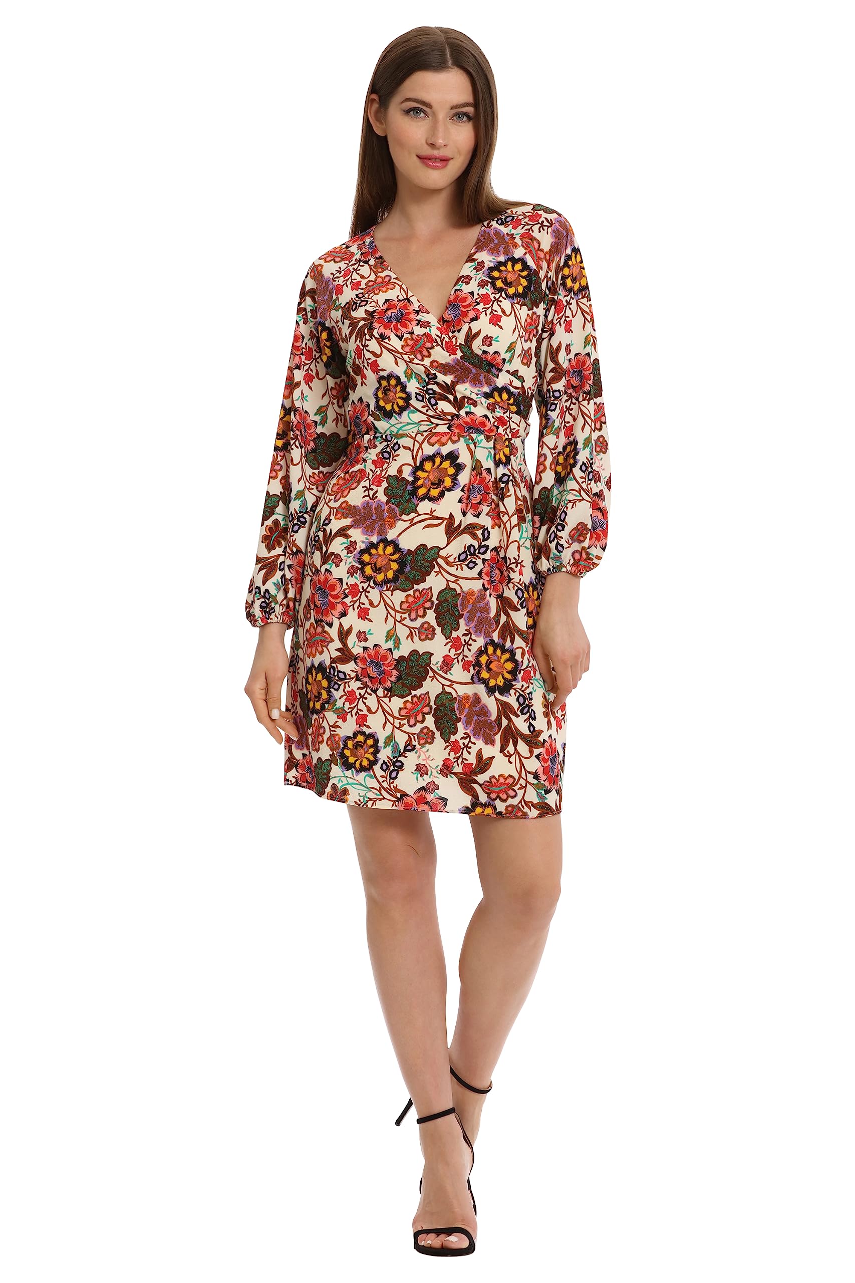 Maggy London Women's Faux Wrap V-Neck Dress - Elegant Office Workwear, Cocktail Party & Dinner Guest Outfit | Perfect for Business Meetings, Date Nights & Special Events