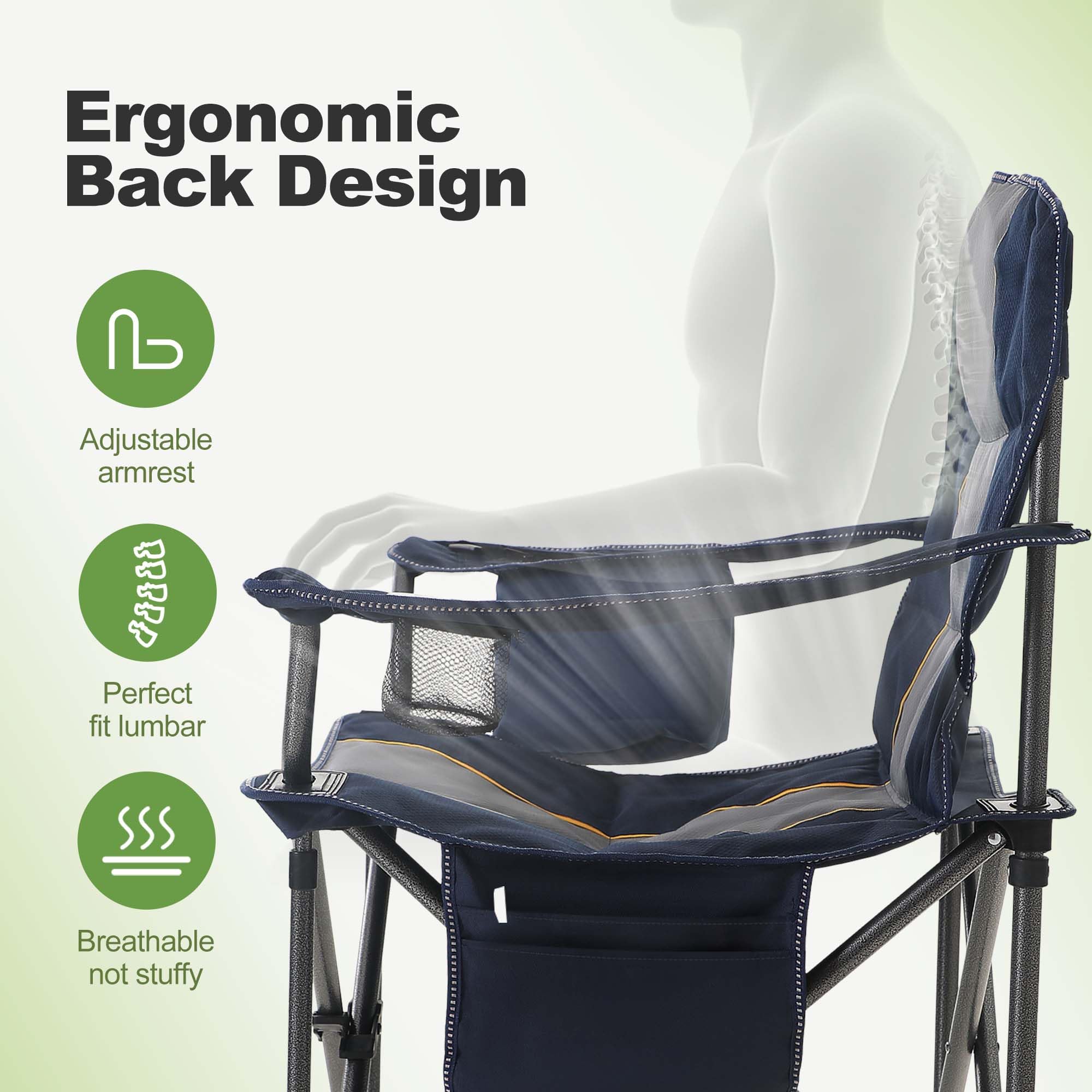 Premium Oversized Folding Camping Chair - Heavy Duty 450LB Capacity Padded Outdoor Chair with Cup Holder, Storage Pocket & Cooler Bag - 600D Thickened Oxford Fabric (2 Pack) - Perfect for Backyard, Beach, Picnics, Fishing & Outdoor Events