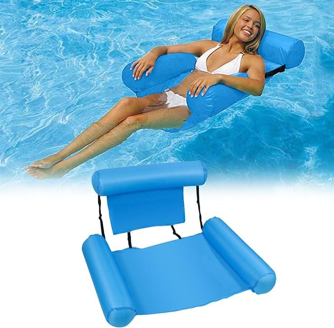 Inflatable Pool Lounge Chairs for Adults - Portable Folding Float Seat with Backrest - Perfect for Pool Parties, Summer Water Fun, Relaxing by the Pool, Beach Vacations & Backyard Swimming