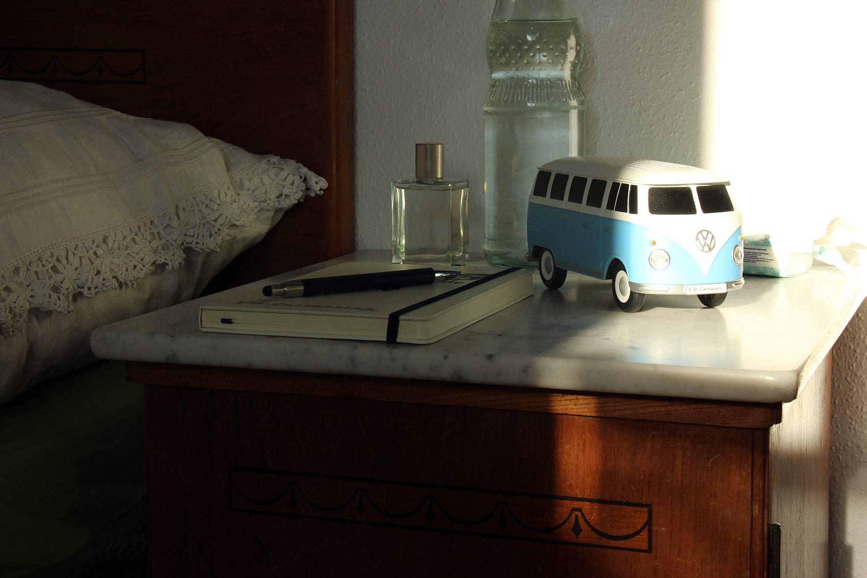 BRISA VW Collection - 1:20 Scale Volkswagen T1 Bus Campervan Bluetooth Speaker with Rechargeable Battery | Portable Wireless Speaker for Home, Office, Travel & Outdoor Adventures | Classic Blue Retro Design