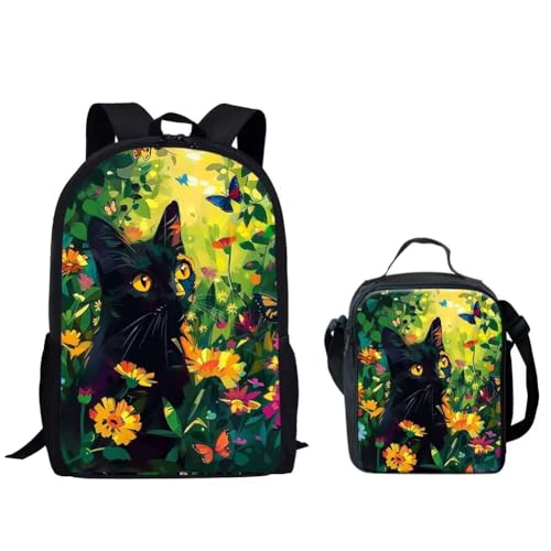 Cute Black Cat Floral