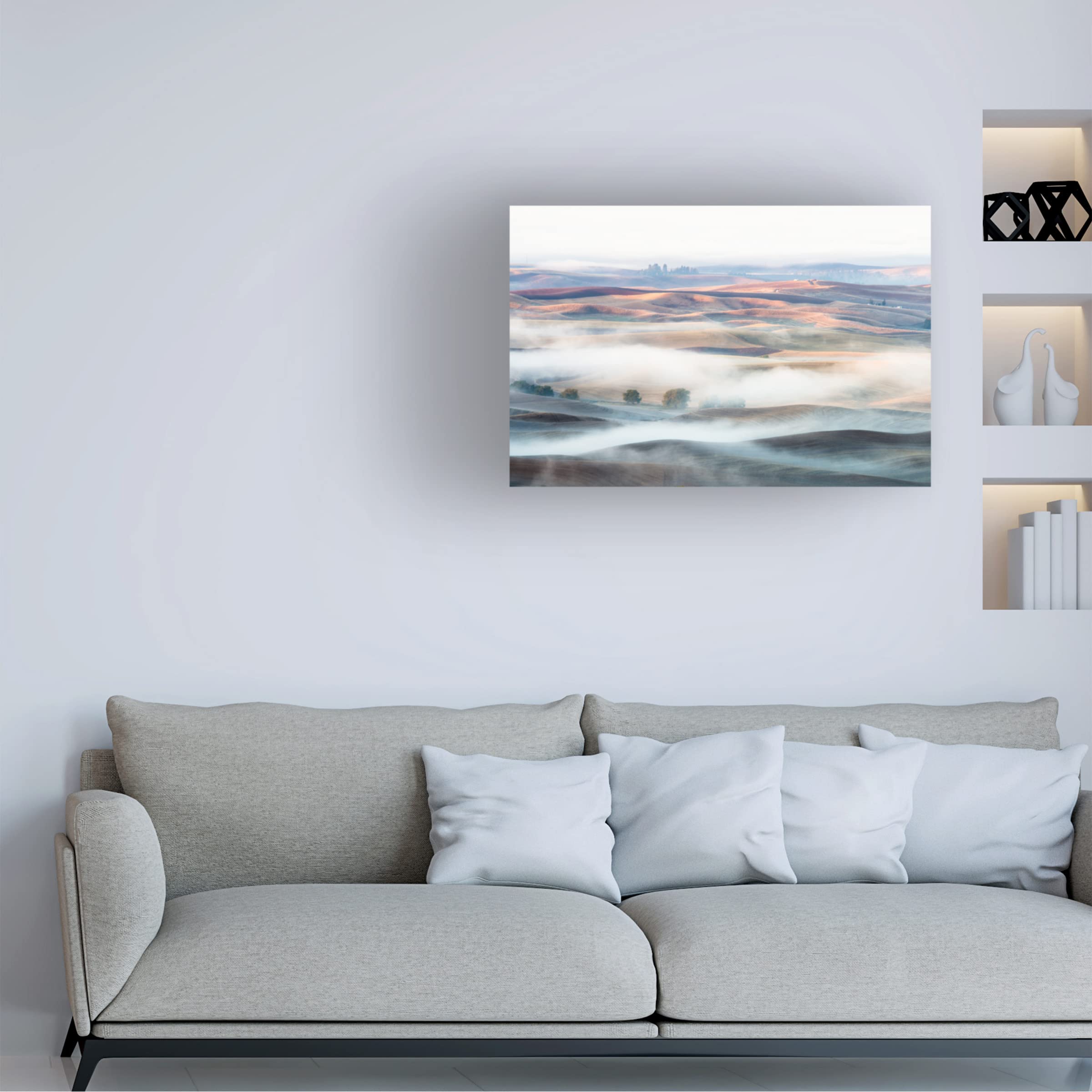 Thien Nguyen 'Misty Morning' Canvas Wall Art Print - Landscape Nature Painting for Living Room, Bedroom & Office Decor
