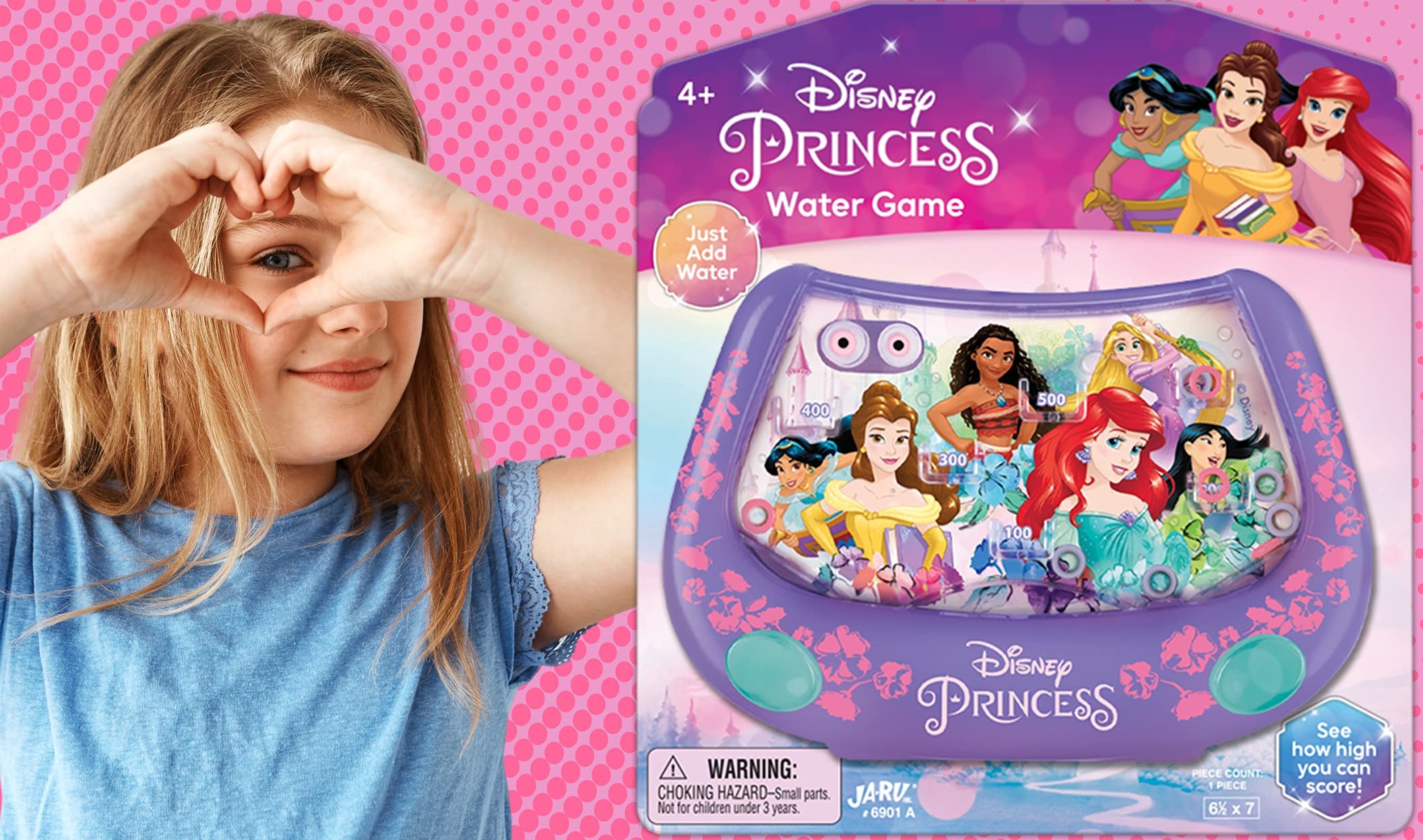 Disney Princess Handheld Water Ring Toss Game - 6 Pack Sensory Toys for Kids, Classic Retro 90s Nostalgia Toys, Fun Car Travel Activities & Stocking Stuffers (A-6901-6) | Perfect for Birthday Gifts, Party Favors and Indoor Play