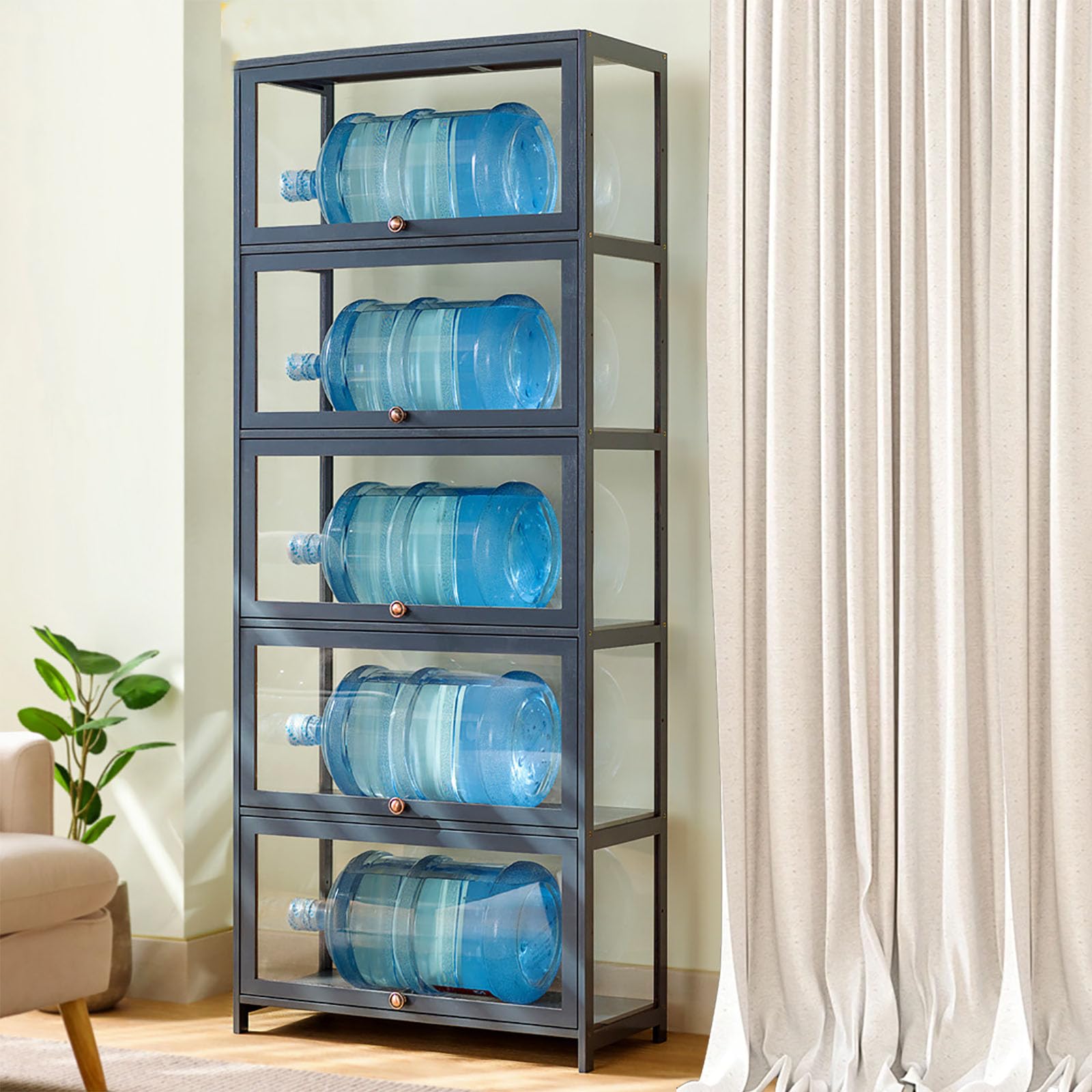 Gray Glass Curio Display Cabinet with Acrylic Door - 80x106cm Large Collectibles Organizer Shelf for Toys, Figurines & Memorabilia - Perfect for Living Room, Office or Game Room Display