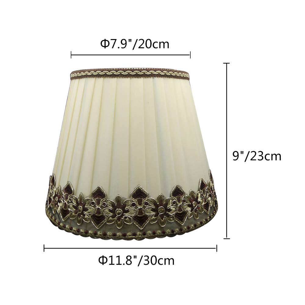 2-Pack Elegant Lace Cream Yellow Nordic Style Pleated Lampshades - Replacement Shades for E26 Floor Lamps & Table Lamps - Perfect for Living Room, Bedroom and Office Lighting Decor