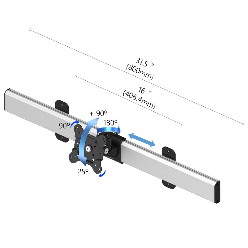 Adjustable Single Monitor Slideable Wall Mount Bracket - Heavy Duty VESA 75x75/100x100 Compatible for Home Office, Gaming & Workspace Setup