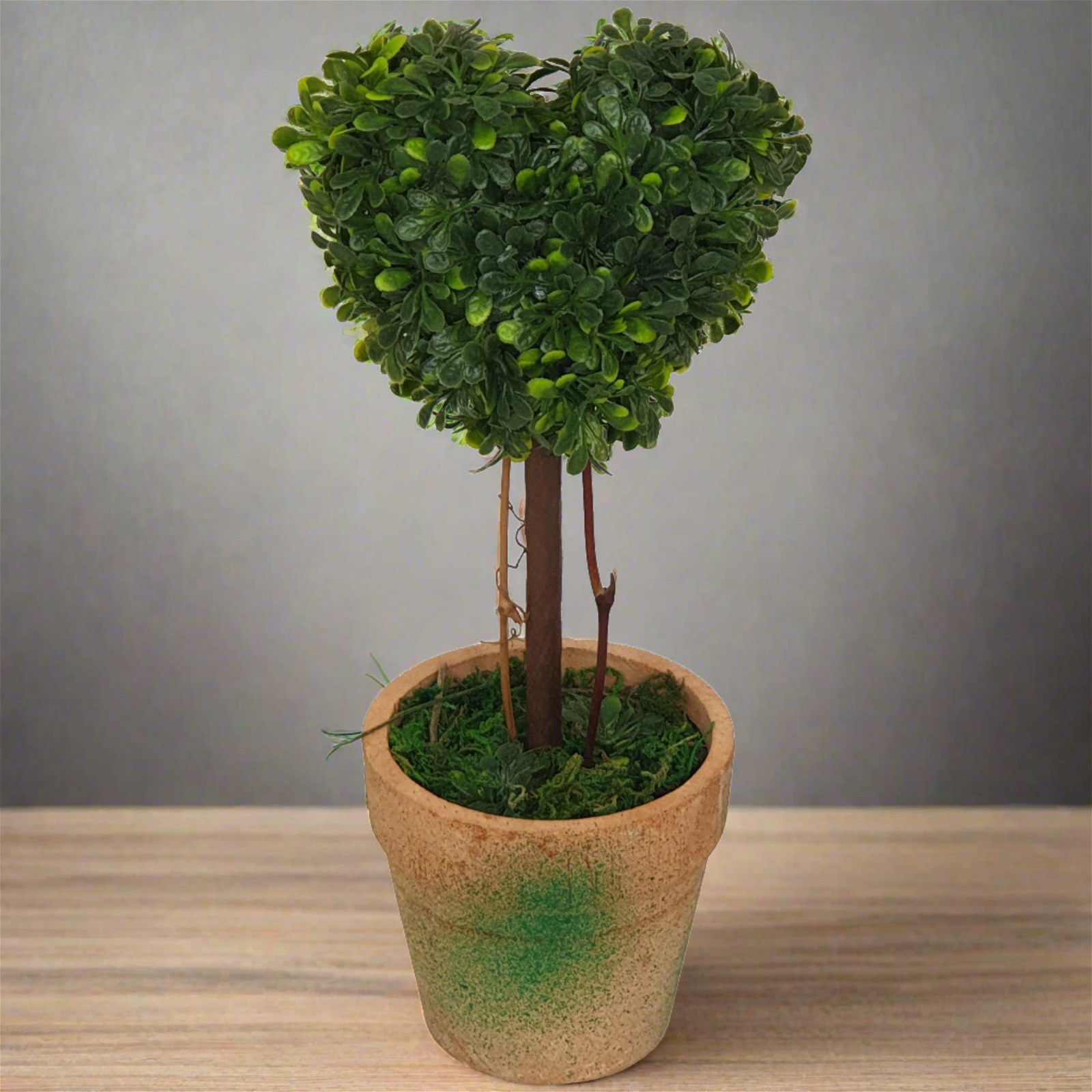 21cm Artificial Topiary Heart Plant in Terracotta Look Pot - Perfect for Home Decor, Wedding Centerpieces & Office Greenery - by Criterion
