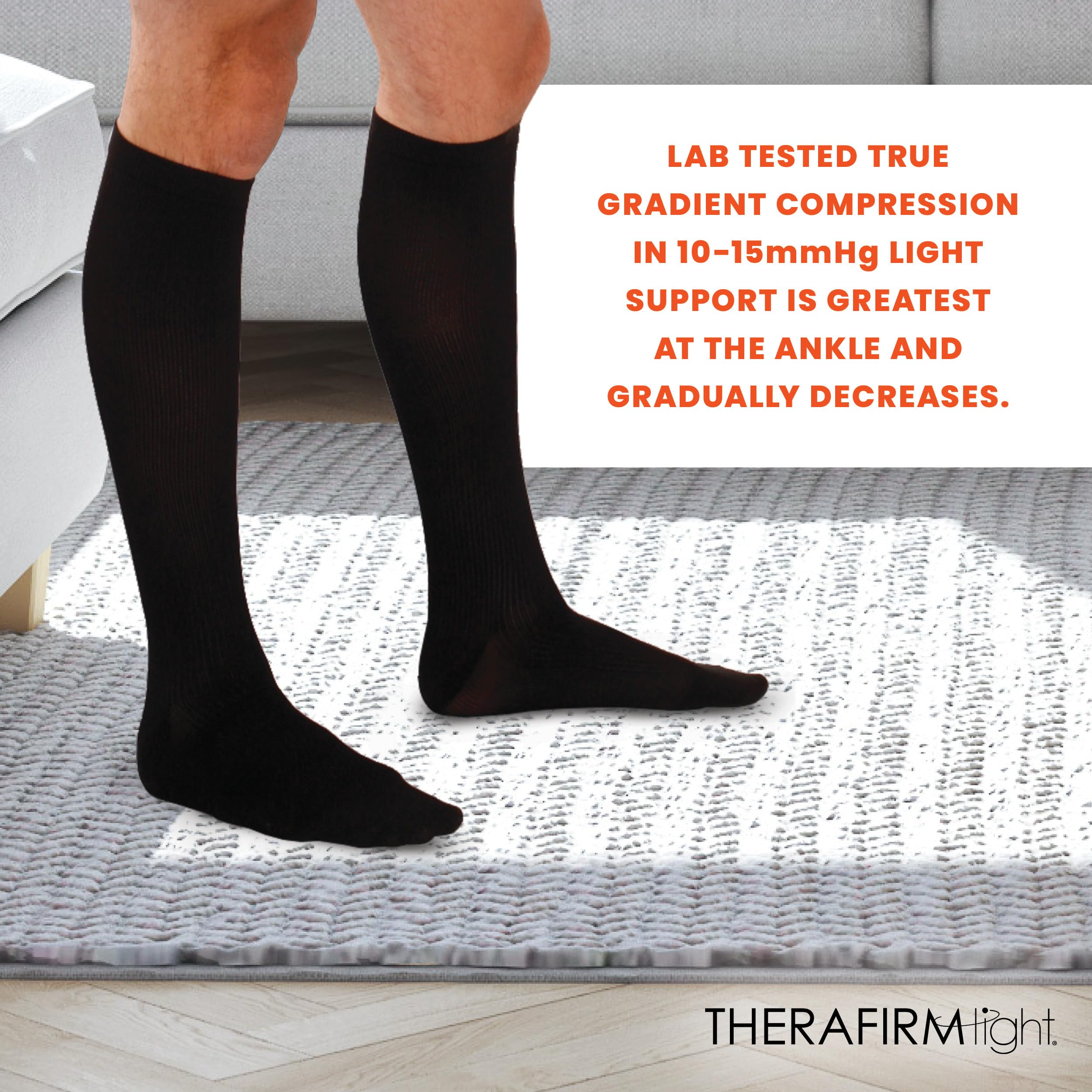 Men's Ribbed Trouser Socks with Light Compression (10-15mmHg) - Comfortable Support Socks for Work, Travel & Everyday Wear