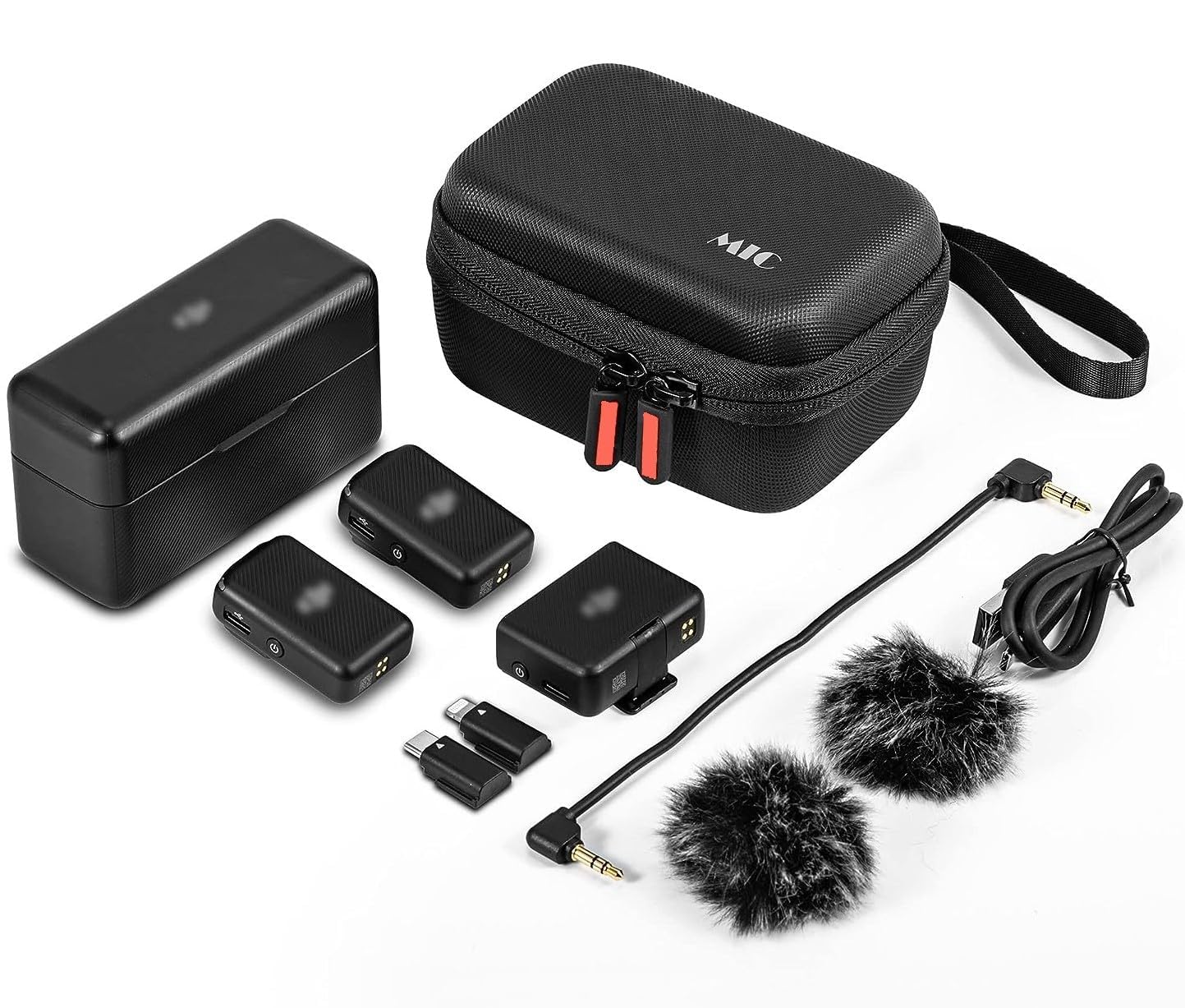 Waterproof Storage Bag for DJI Mic Kit - Double Layer PU Microphone Travel Pouch with Dustproof Protection, Hiking Hook & Lanyard - Holds Dual Mics, Cables & Accessories - Perfect for Travel, Hiking & Outdoor Recording (5-Year Warranty)