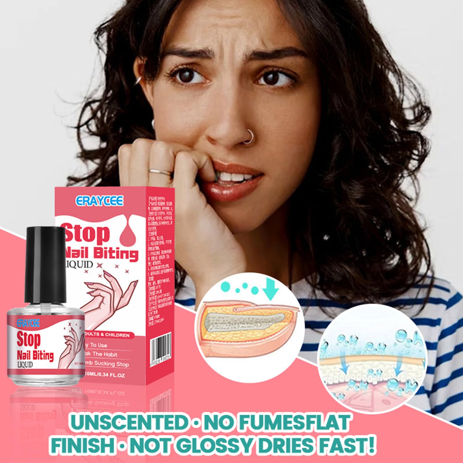 No Bite Nail Polish - Safe & Effective Anti-Nail Biting Solution with Bitter Taste - Stop Thumb Sucking & Finger Biting Habit - Long-Lasting Nail Care Treatment for Kids & Adults - Perfect for Home, Office & Travel Use