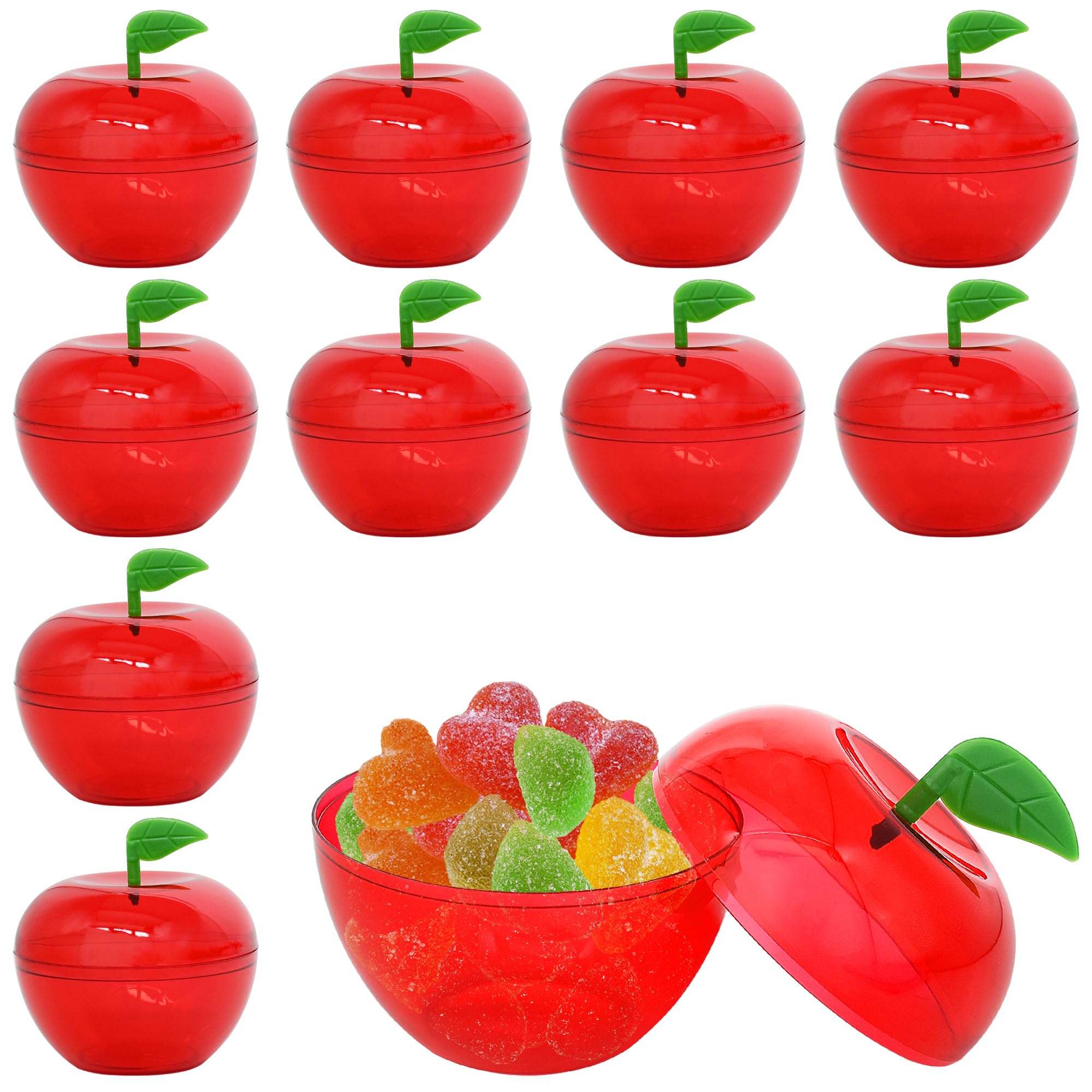 10 Pcs Mini Christmas Apple Containers - Plastic Filled Bobbing Apple Party Favors for Valentine's Day, Weddings, Baby Showers & Holiday Decorations - Perfect for Table Centerpieces, Gift Bags & DIY Crafts
