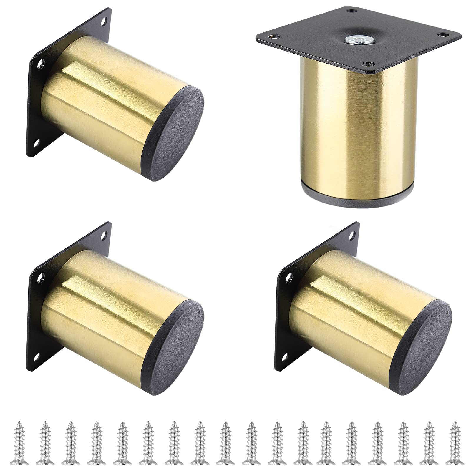 4-Pack Stainless Steel Furniture Legs 3 Inch (80mm) - Gold Cabinet Feet for Sofa, Vanity Desk, Dresser, Shelf, Futon, Coffee Table & Nightstand | Durable Replacement Couch Legs & Ottoman Supports for Home & Office Furniture
