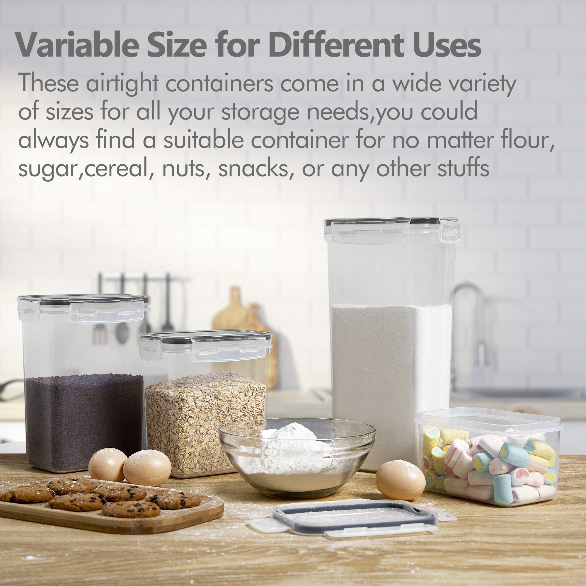 CHEFSTORY 14-Piece Airtight Food Storage Containers Set with Lids - BPA-Free Plastic Kitchen Canisters for Flour, Sugar, Cereal & Dry Goods - Perfect for Pantry Organization, Meal Prep & Bulk Food Storage