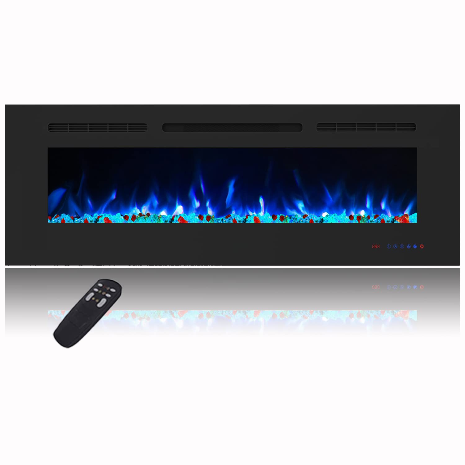 50 Inch Recessed Electric Fireplace Heater - Wall Mounted Fireplace Insert with Adjustable 13×13 Flame Colors, Thermostat, Timer & Remote Control - Perfect for Living Room, Bedroom & Office Warming