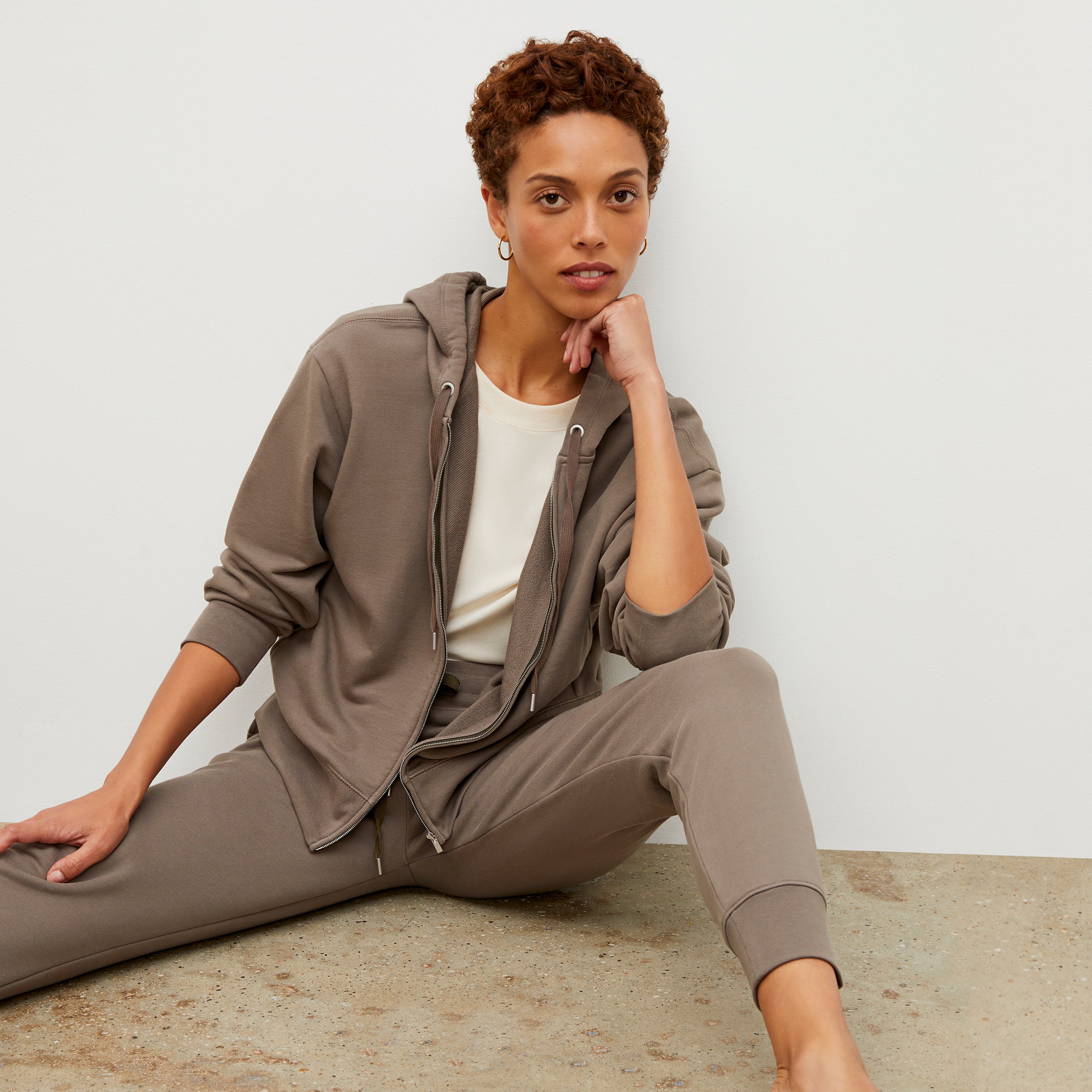 Joni Jogger French Terry Sweatpants for Women - Soft Mink Color Lounge Pants - Perfect for Yoga, Running & Casual Wear