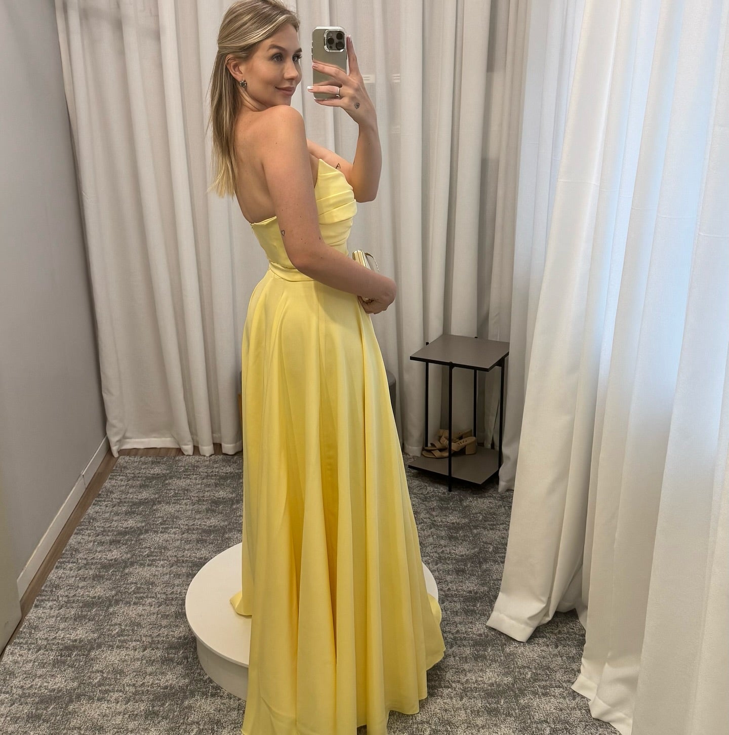 Elegant A-Line Satin Yellow Prom Dress for Formal Evening Events - J6254 | Perfect for Homecoming, Quinceañera & Wedding Guest Occasions