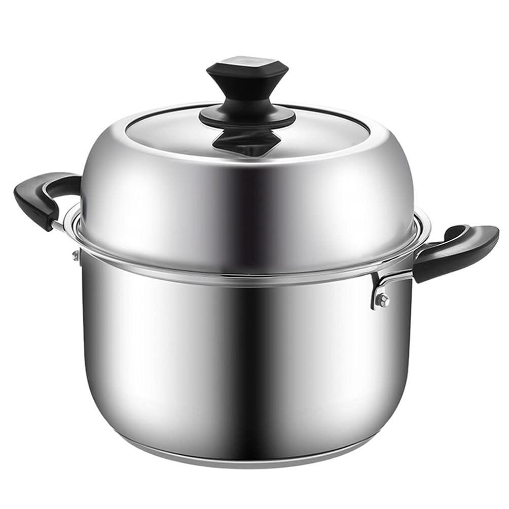 1pc Stainless Steel Steamer Stockpot - 5QT Multi-Purpose Kitchen Cookware for Soup, Vegetables & Seafood | Perfect for Home Cooking, Meal Prep & Healthy Steam Cooking