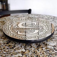 Handcrafted White Wood Lazy Susan with Decorative Design - 3 Size Options for Dining Table | Made in USA | Perfect for Spice Organization, Dinner Party Serving & Kitchen Decor