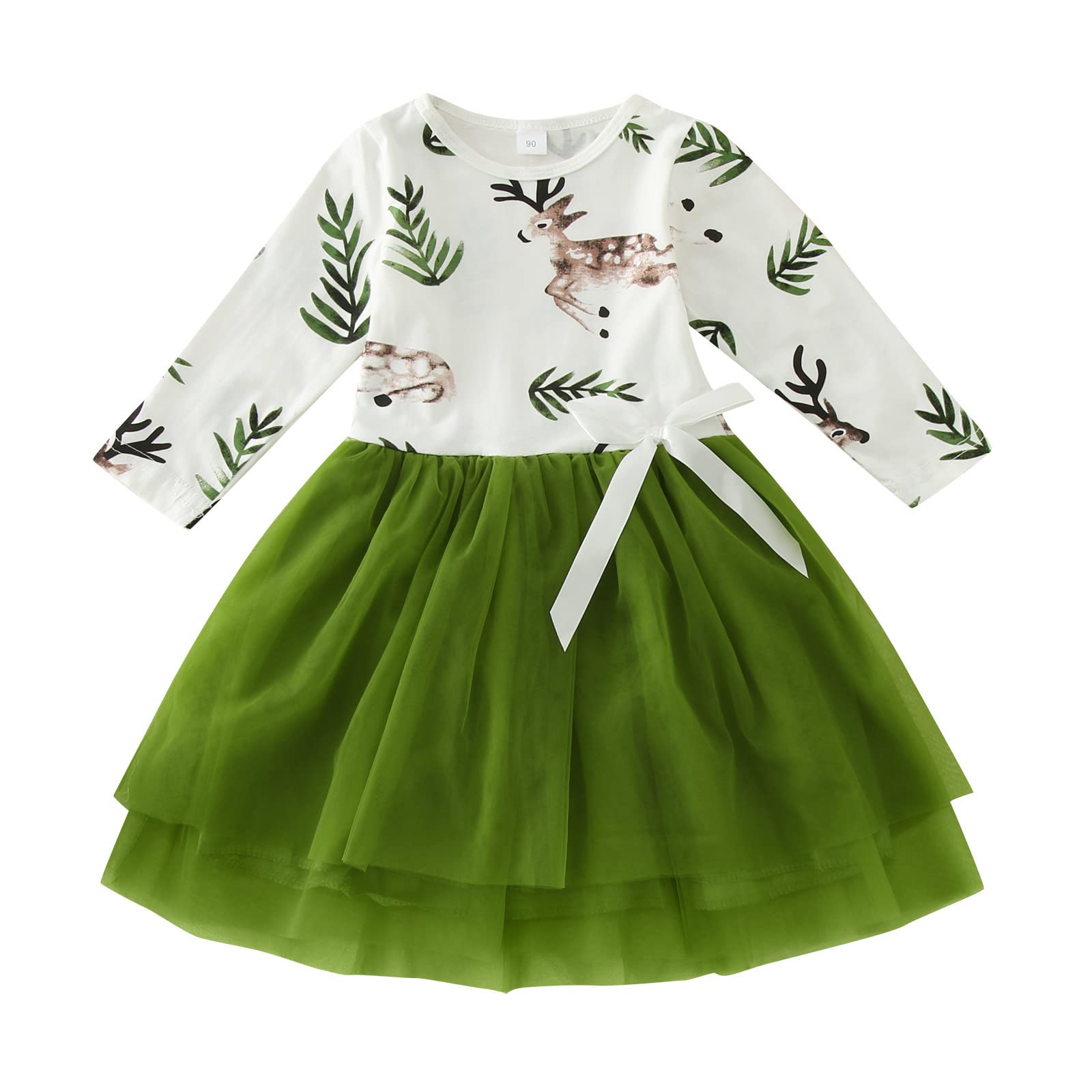 JESFFER Girls Princess Dress - Cotton Long Sleeve Christmas Print Toddler Dress for 4 Year Olds | Perfect for Autumn Winter Holidays, Birthday Parties & Special Occasions