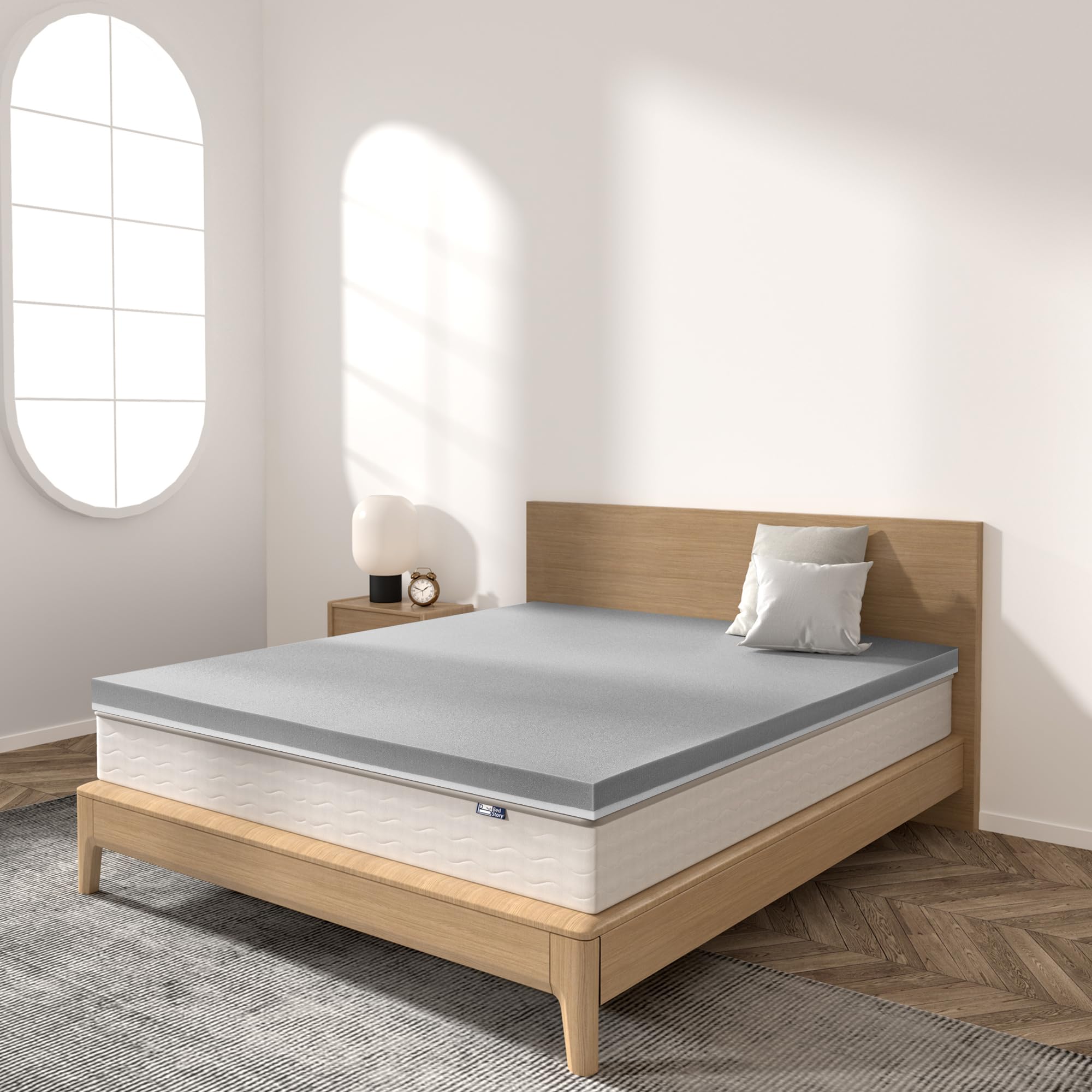 BedStory Extra Firm Mattress Topper Queen Size 3 Inch - Cooling Memory Foam Mattress Pad for Back Pain Relief - Gel & Bamboo Charcoal Infused - CertiPUR-US Certified - Perfect for Hot Sleepers & Pressure Point Support