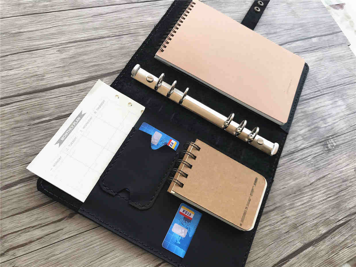 Premium Black Embossed Leather Notebook Organizer - Professional Journal Planner for Office, School & Travel - Perfect Gift for Writers & Students