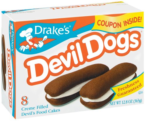 Drake's Devil Dogs Chocolate Creme Filled Cakes - 8 Count Pack | Perfect for Snacks, Lunchboxes & Party Treats