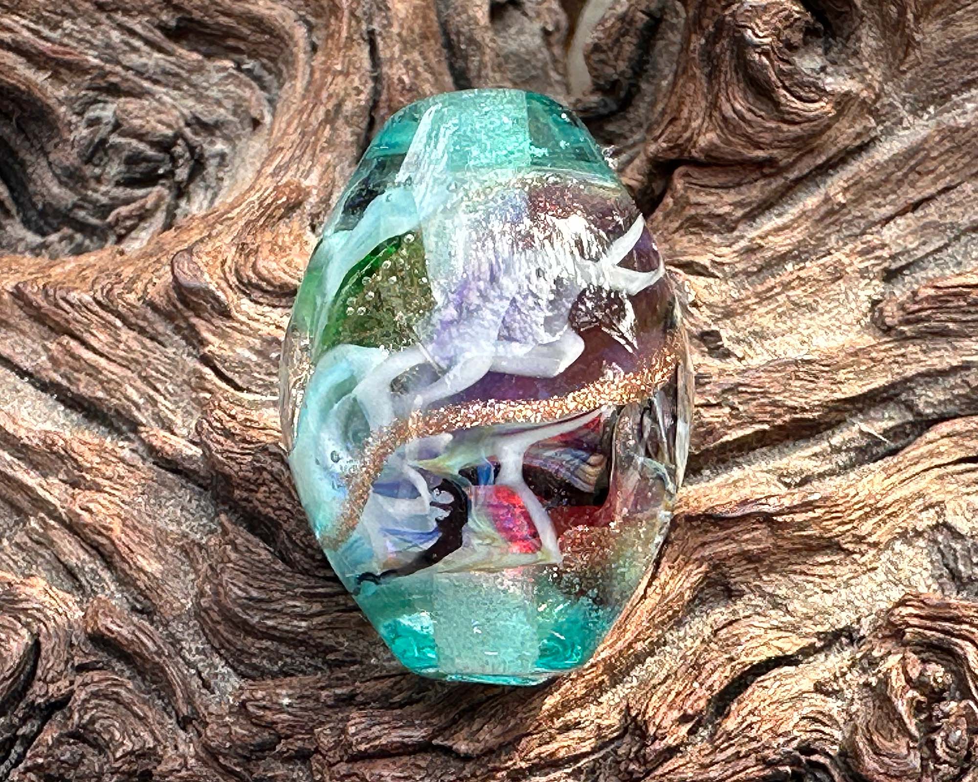 Handmade Teal Elegance Lampwork Glass Focal Bead - SRA Certified Artisan Jewelry Bead for Necklace Making, Bracelet Design & DIY Craft Projects