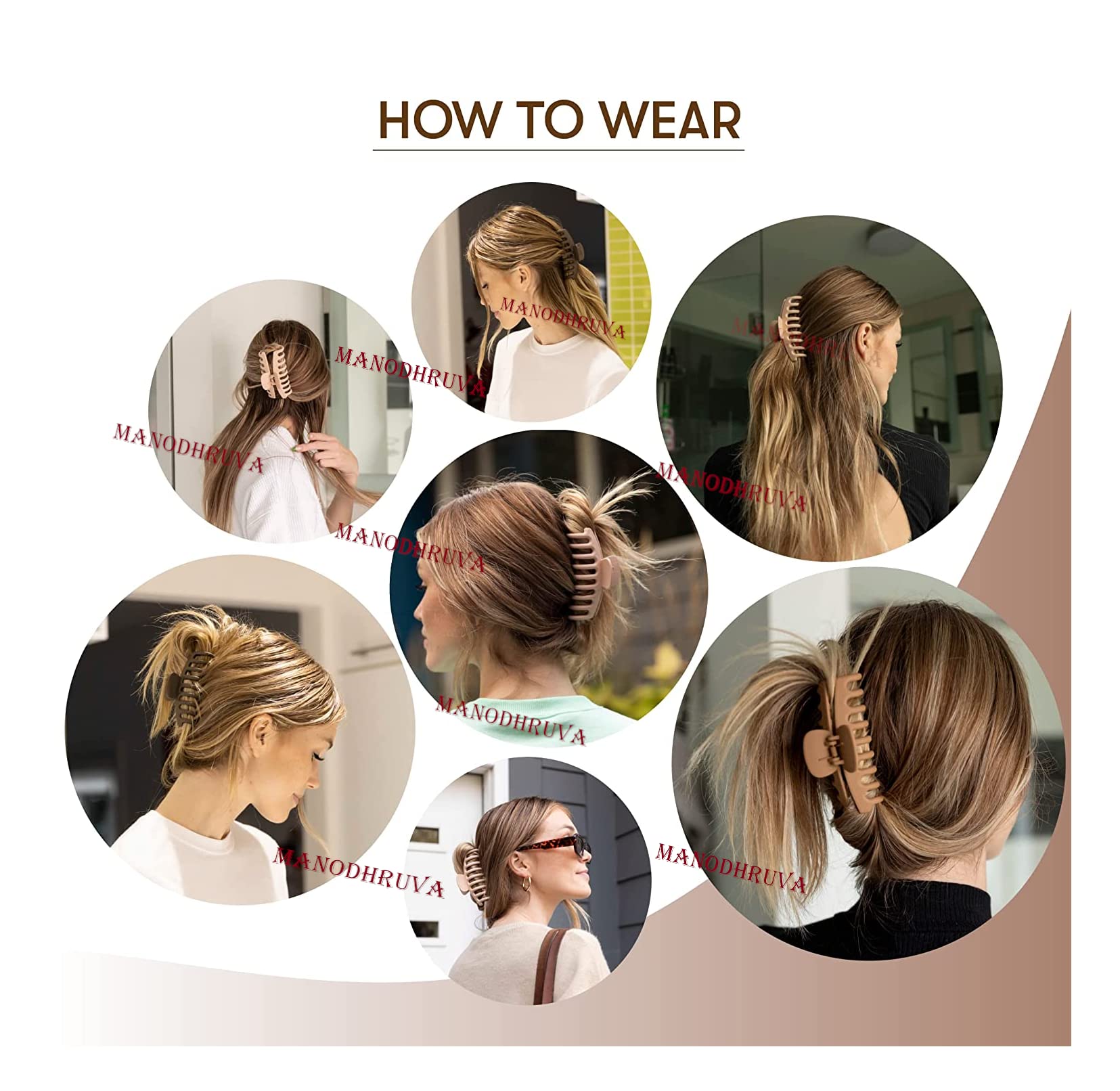 MANODHRUVA 3-Piece Jumbo Hair Claw Clips for Thick Hair - Large Bun Hair Clips (9cm) - Strong Hold Hair Accessories for Women - Perfect for Ponytails, Buns & Updos - Pack of 3