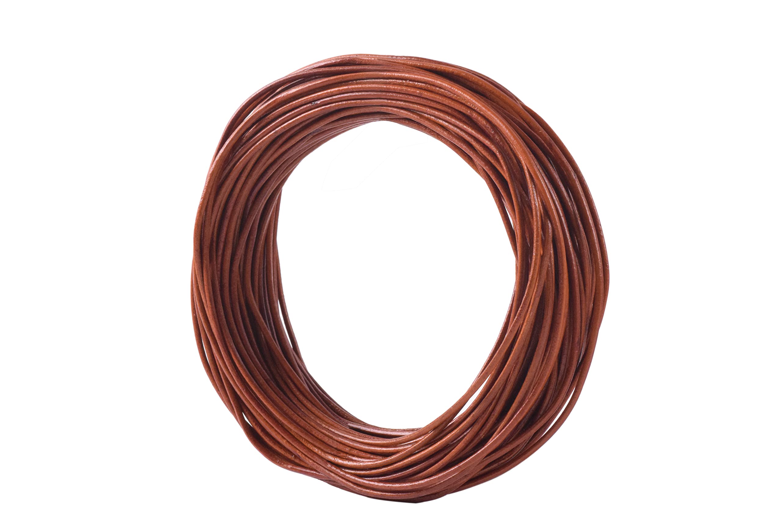 KONMAY 2.0mm Round Genuine Leather Cord - 25 Yards Distressed Brown Leather String for Jewelry Making, DIY Necklaces, Bracelets & Crafts - Perfect for Bohemian Style Accessories and Leather Craft Projects