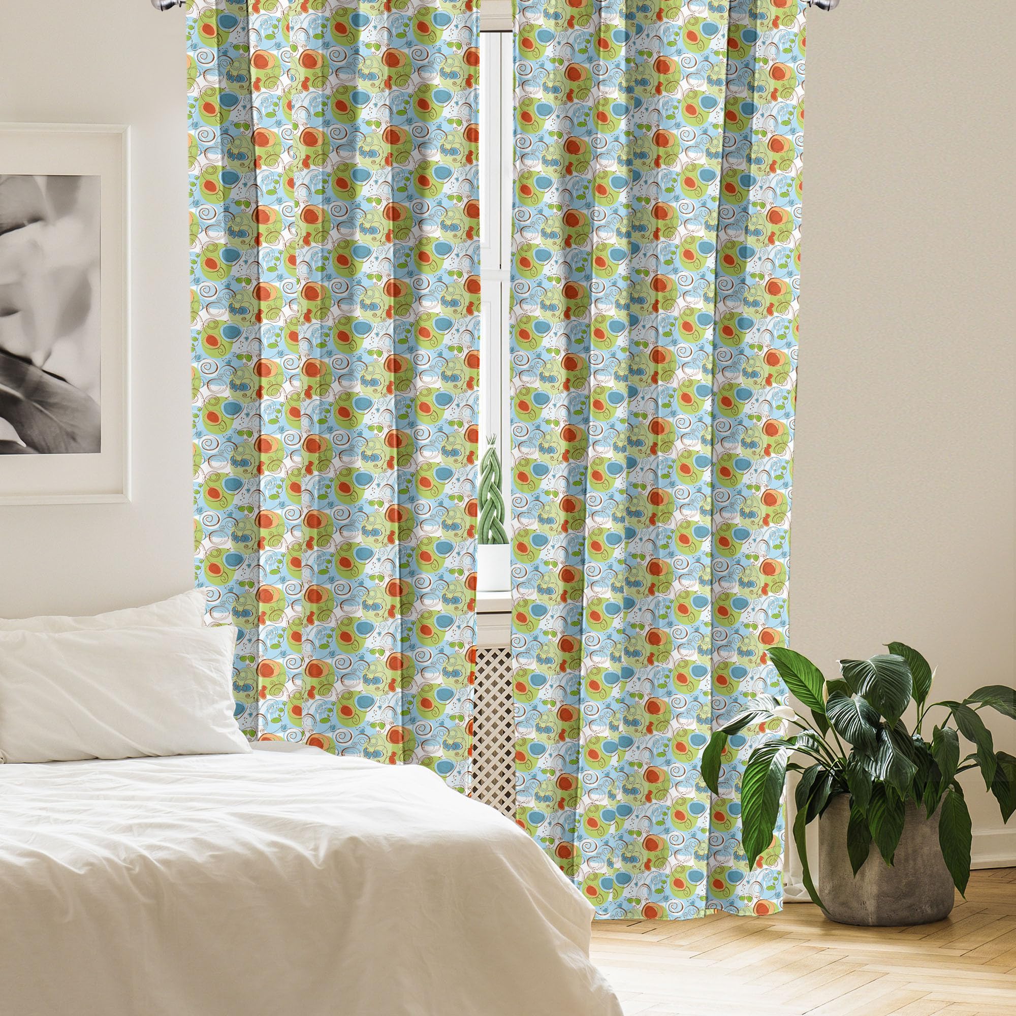 Ambesonne Modern Floral Geometric Abstract Curtains - 2 Panel Set 28