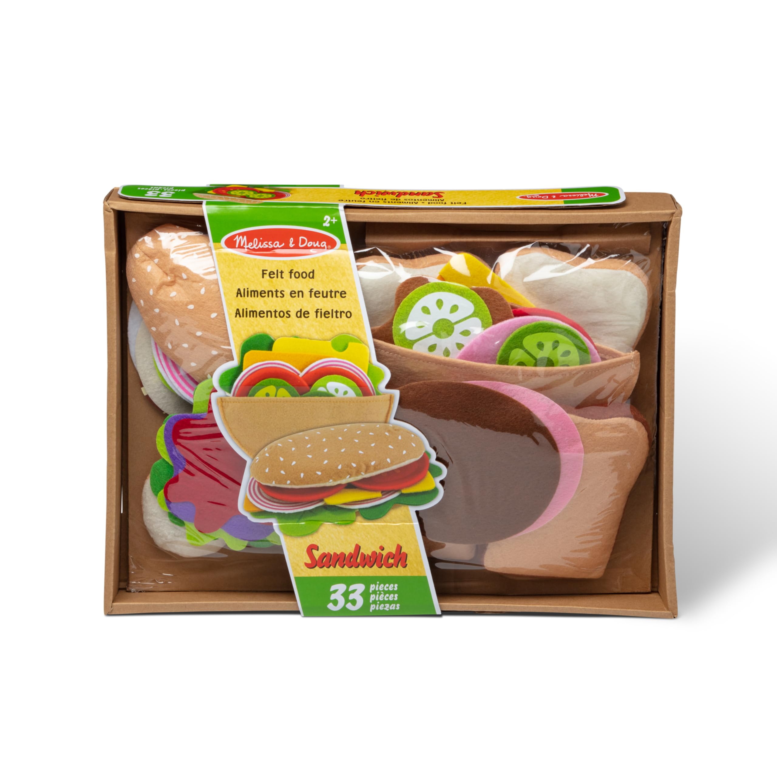 Melissa & Doug Felt Food Sandwich Play Set - 33 Piece Pretend Play Kitchen Toy for Kids - Perfect for Imaginative Play & Early Learning