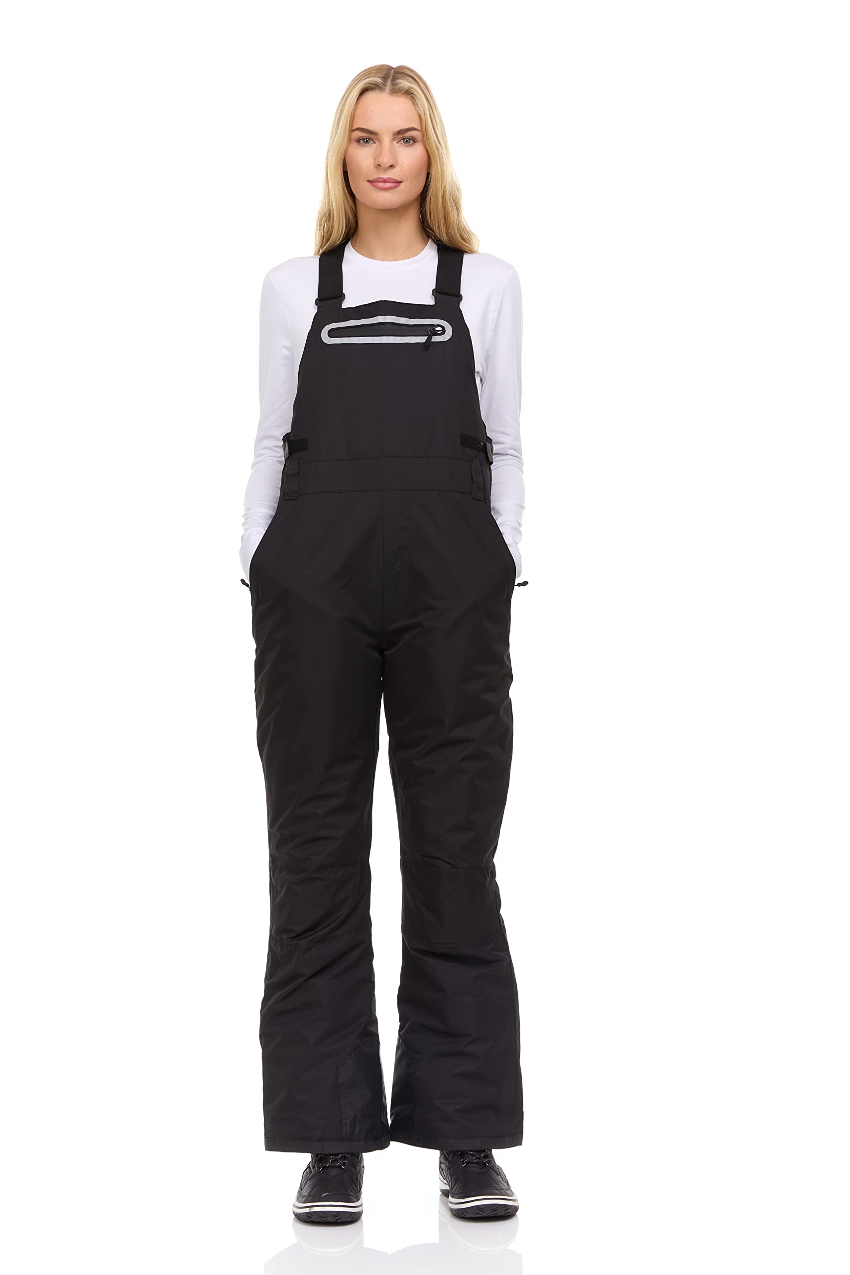 Arctic Quest Women's Insulated Waterproof Ski Snow Bib Pants - Water Resistant Snowboarding Overalls for Winter Sports (Rich Black, Large) - Perfect for Skiing, Snowboarding & Cold Weather Adventures