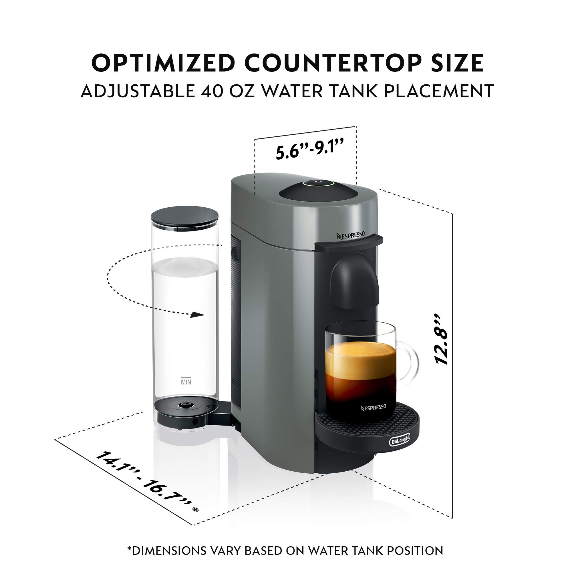 De'Longhi Nespresso Vertuo Plus Coffee & Espresso Machine with Aeroccino Milk Frother, Grey - Perfect for Home Brewing, Office Use & Entertaining Guests