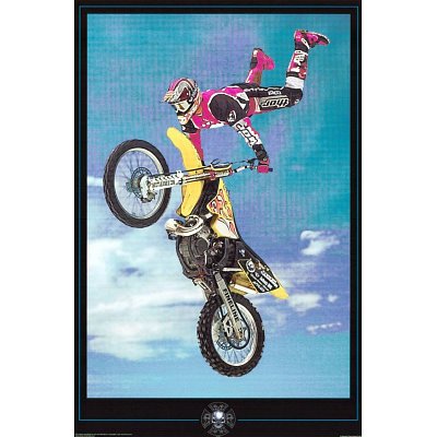 Motocross Poster 24x36 Inch - Blue Motorcycle Racing Wall Art Print for Home, Garage & Man Cave Decor - Perfect for Bedroom, Living Room & Office