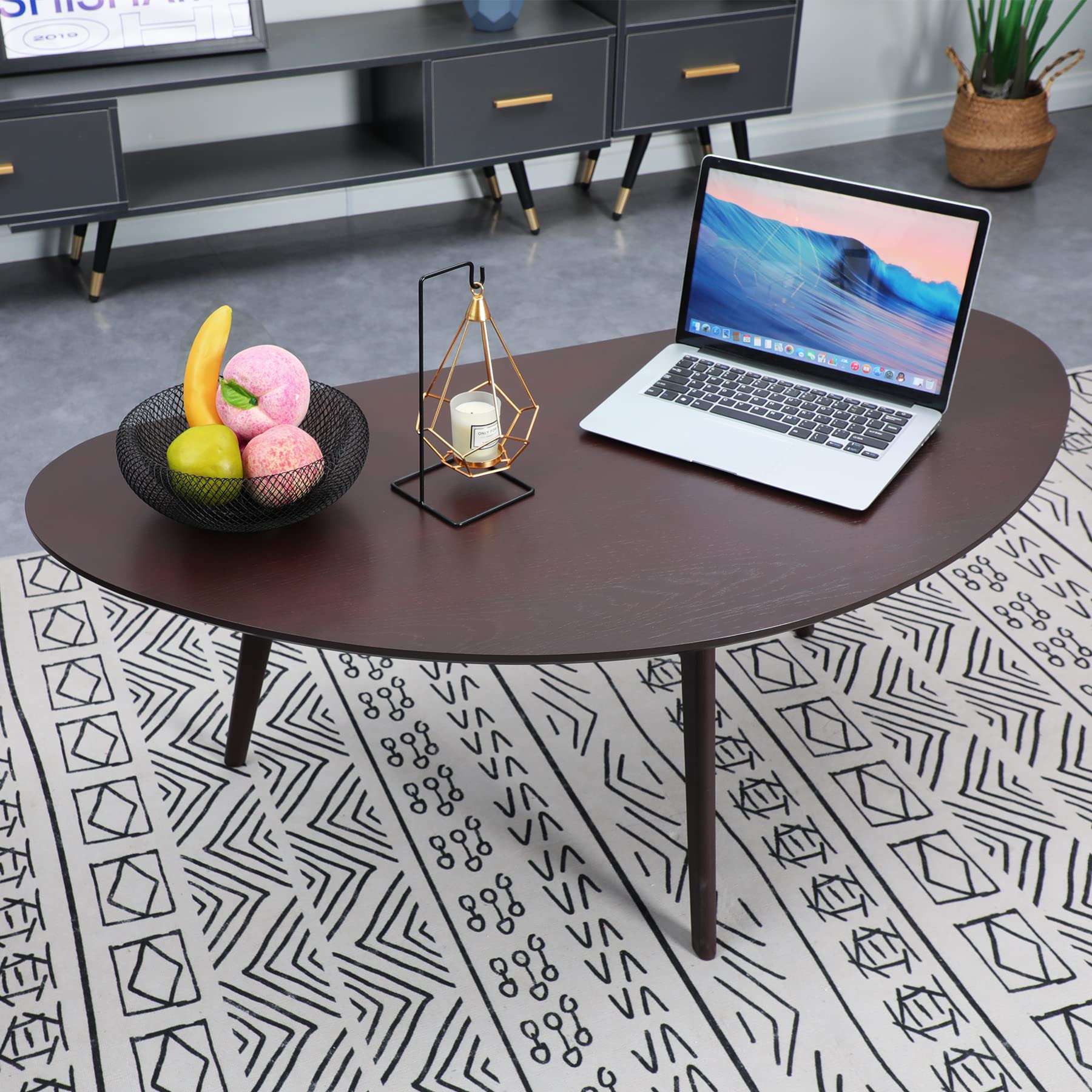 FIRMINANA Mid Century Modern Oval Coffee Table - 47.3
