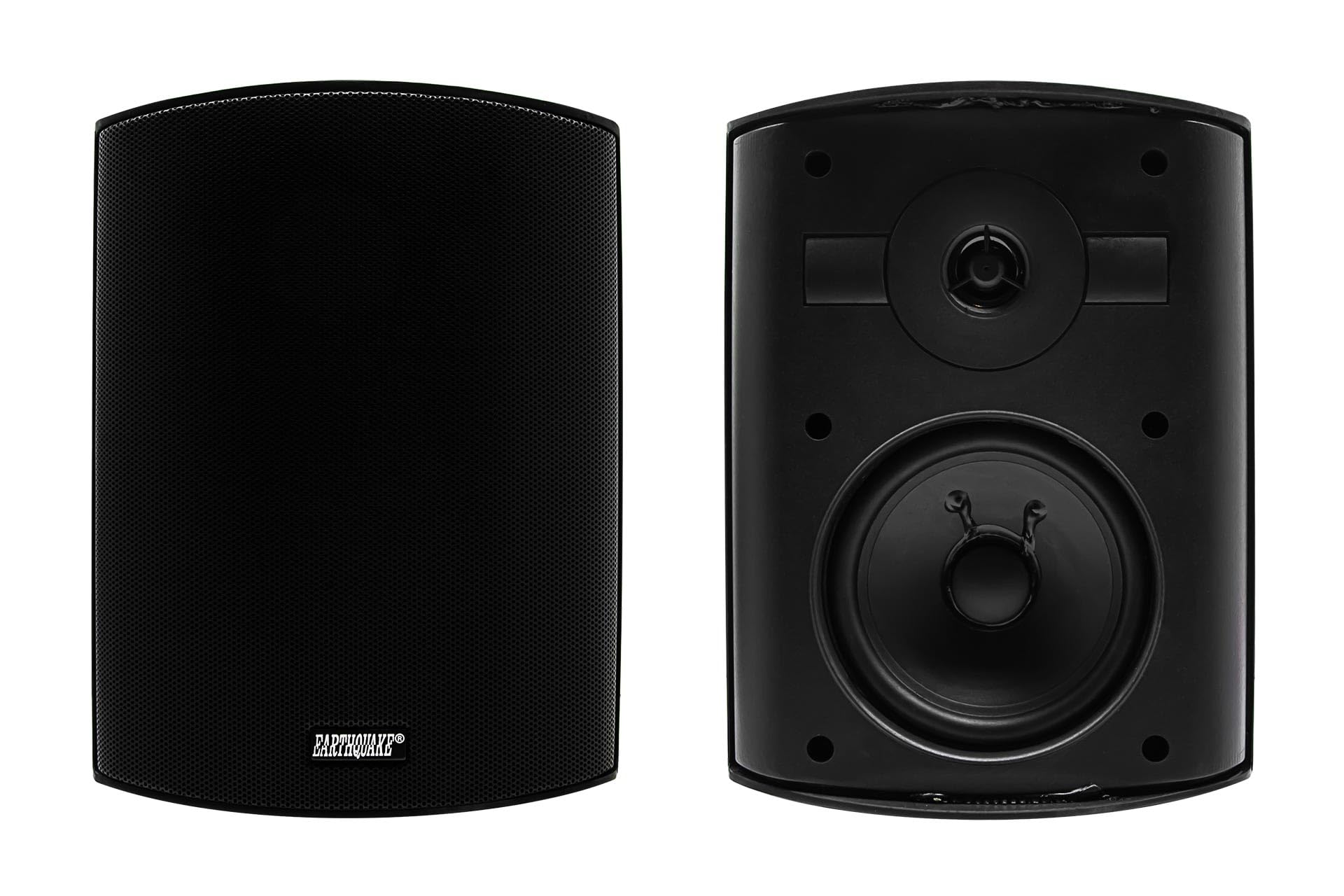Earthquake Sound AWS-502B Waterproof Outdoor Speakers - All-Weather Indoor/Outdoor Stereo Sound System (Matte Black, Pair) - Perfect for Patio, Poolside, Garden & Backyard Entertainment