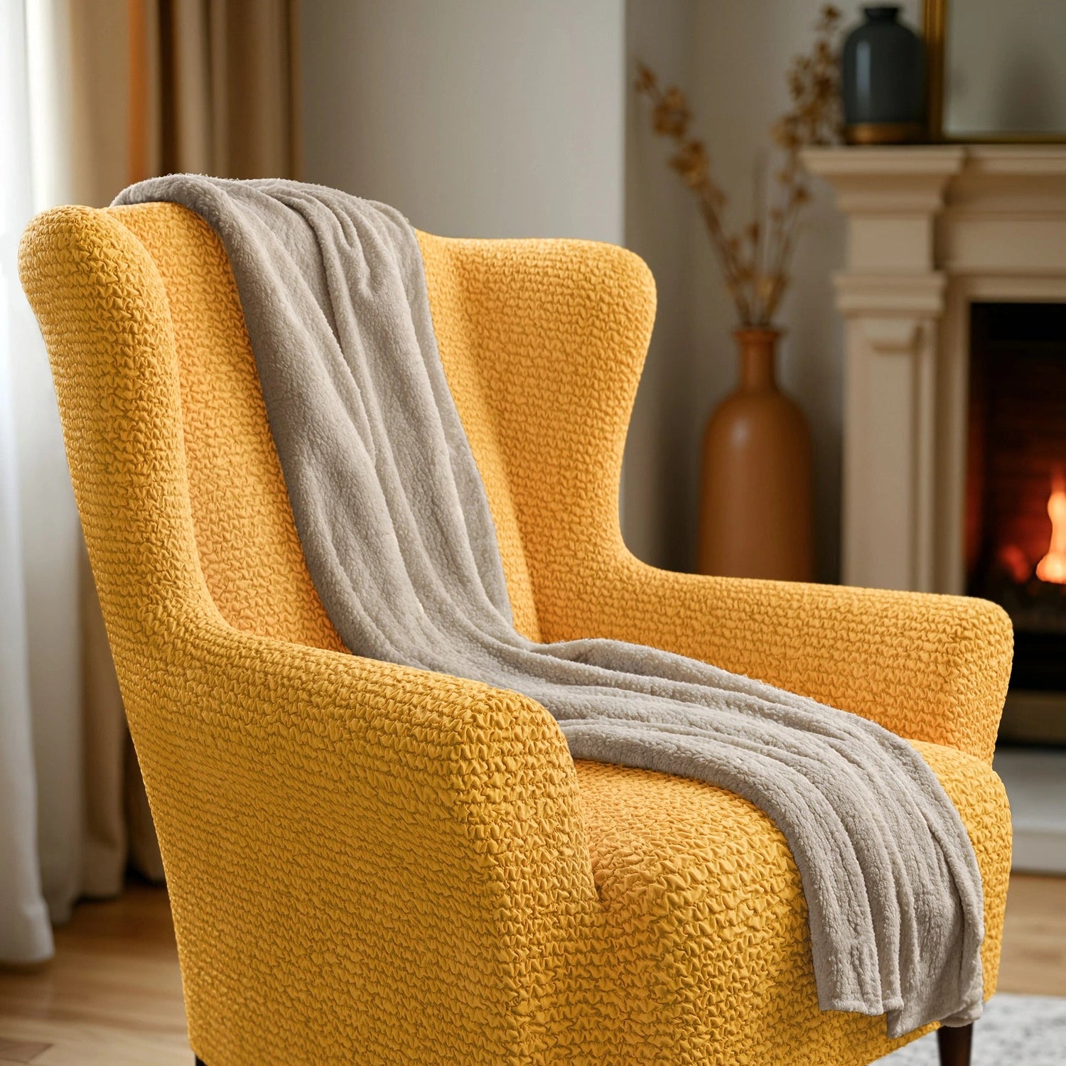 Premium Wingback Chair Slipcover - Microfiber Collection | Washable & Stretchable Furniture Protector for Living Room, Office, or Bedroom