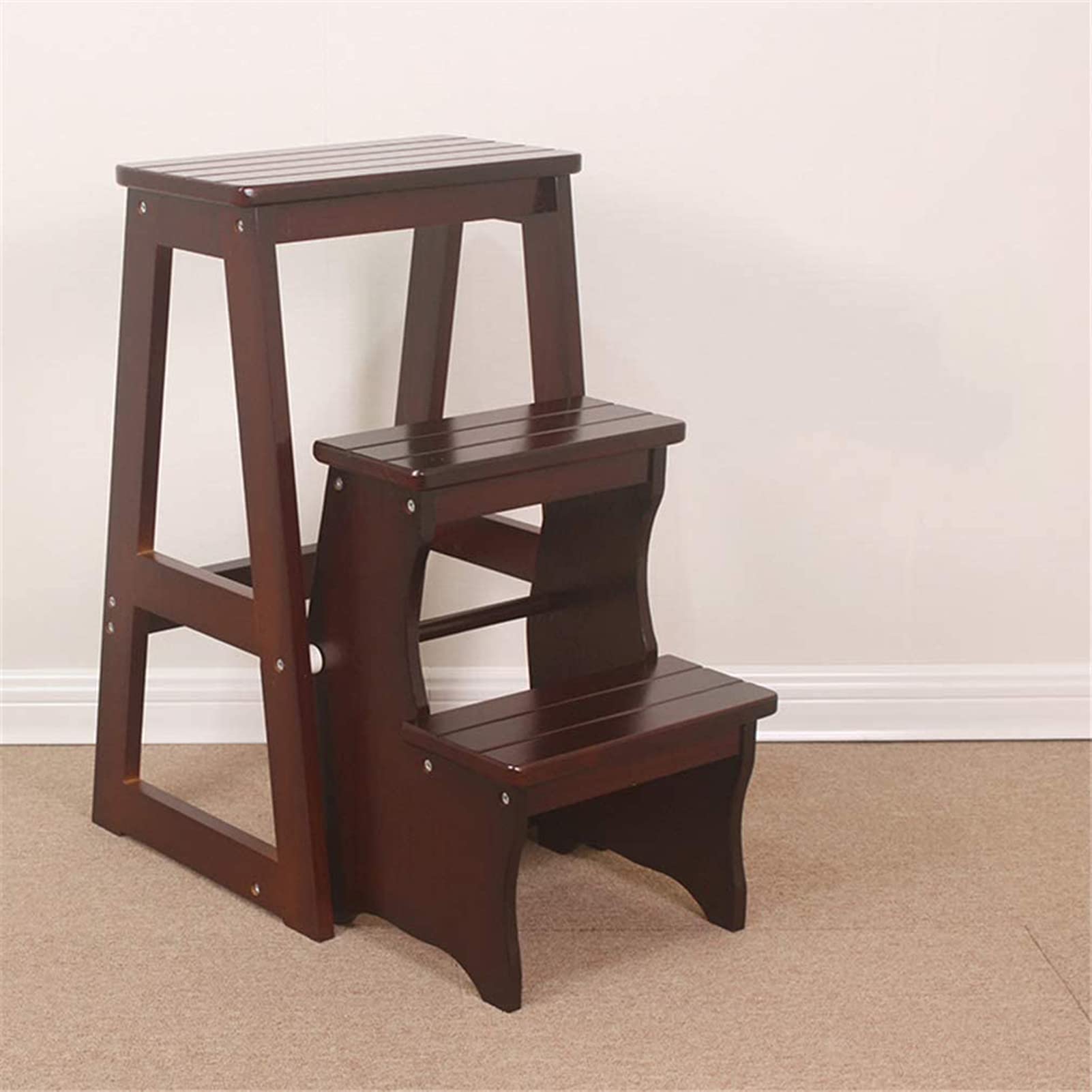 Sturdy Wooden Step Stool for Adults & Kids - Multi-Purpose Kitchen Ladder, Counter Chair, Indoor Shoe Bench & Flower Stand - Perfect for Home, Office & Gardening Use