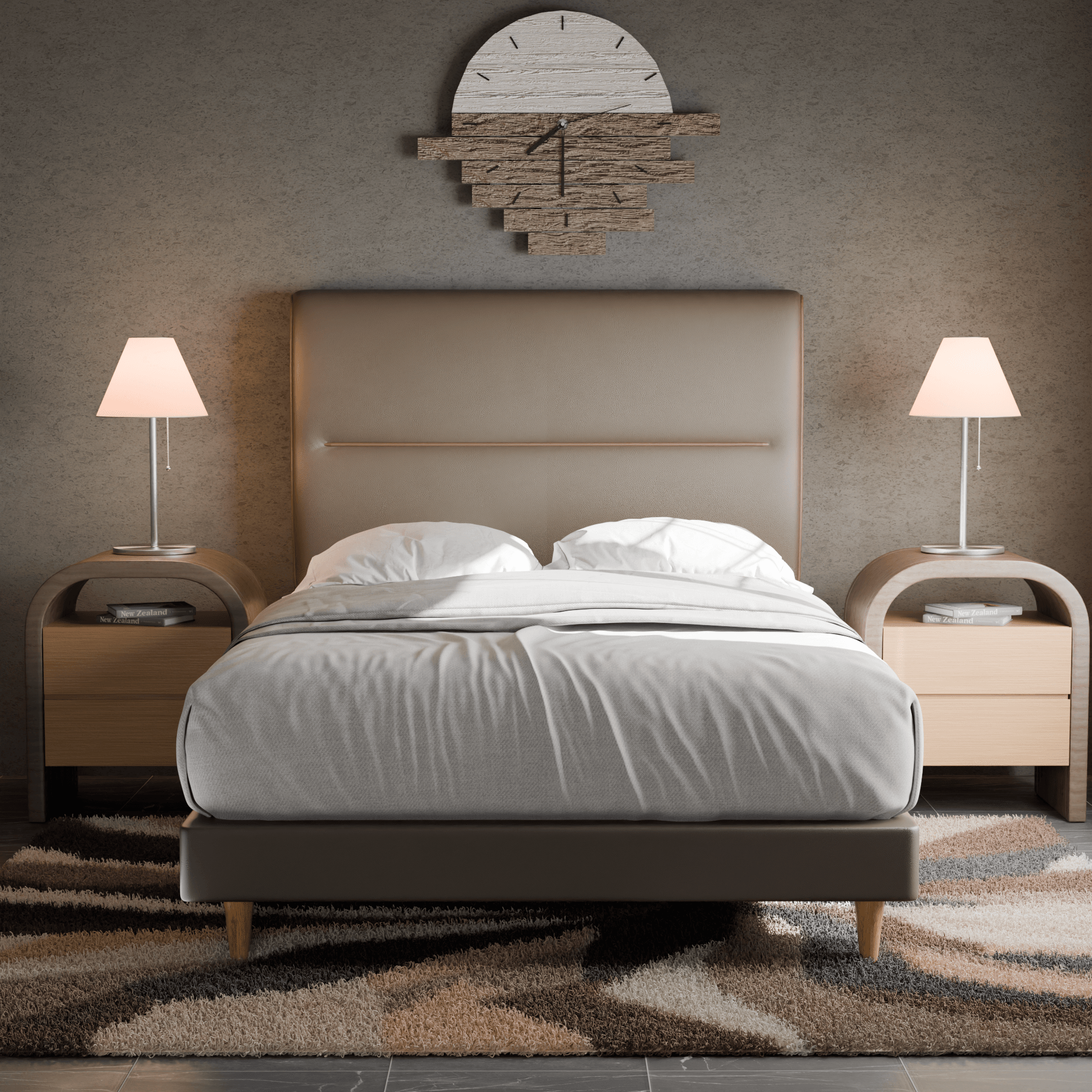 Emilia Queen Size Faux Leather Upholstered Platform Bed Frame with Wooden Slats - Modern Bedroom Furniture for Master & Guest Rooms