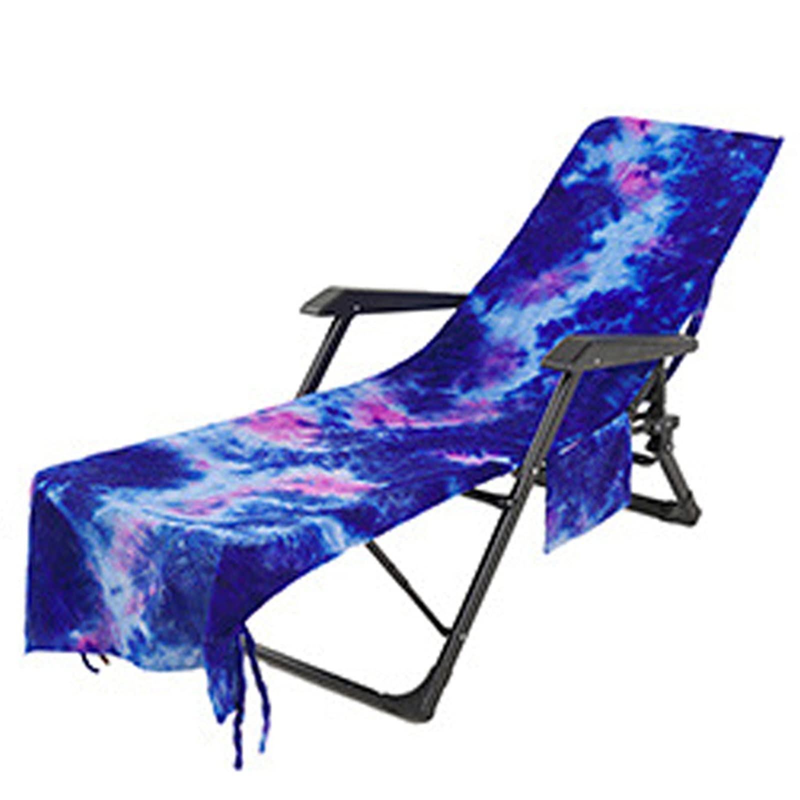 HIOD Tie-Dye Beach Chair Cover with 2 Side Pockets - 82''x29'' Microfiber Pool Lounge Chair Towel for Sunbathing, Swimming & Outdoor Relaxation