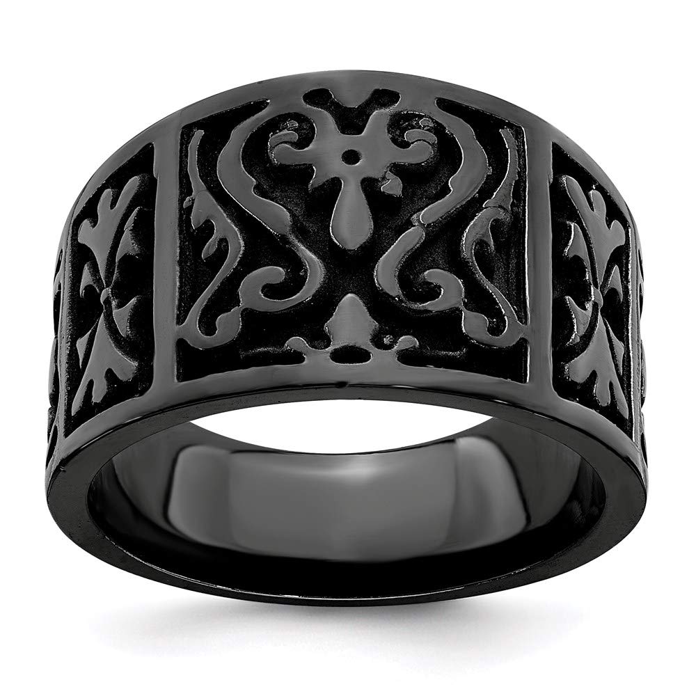 Men's Black Titanium Flat Casted 14mm Ring - Durable & Stylish Fine Jewelry for Men - Perfect Gift for Husband, Boyfriend, Anniversary - Ideal for Weddings, Date Nights & Formal Events