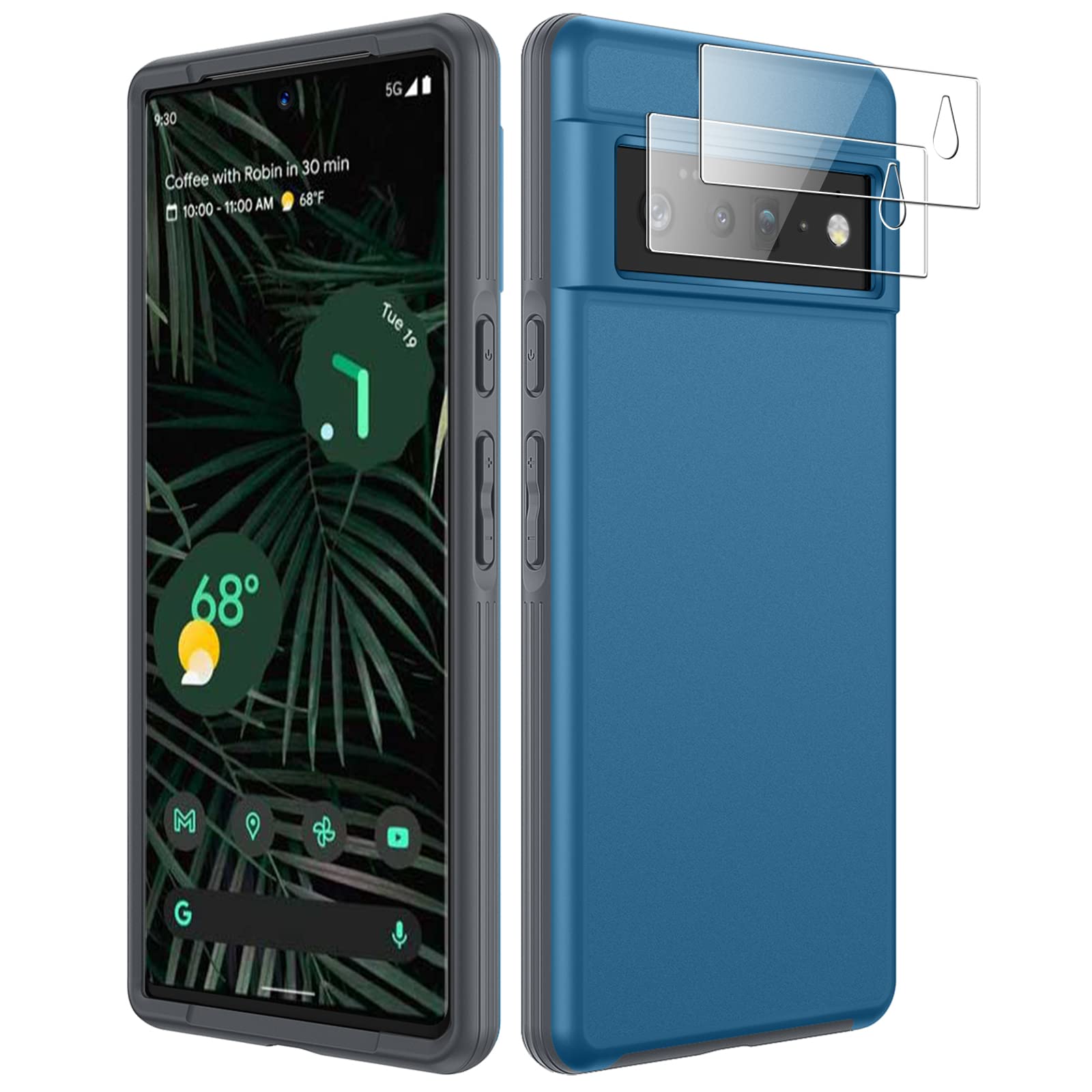 Premium Google Pixel 6 Pro Case [2 Pack] - Shockproof Protective Cover with Camera Lens Protector | Matte Hard PC Back & Soft TPU Frame | Anti-Scratch & Drop Protection for Pixel 6 Pro 5G (2021 Model) | Perfect for Daily Use, Travel & Outdoor Activities - Blue